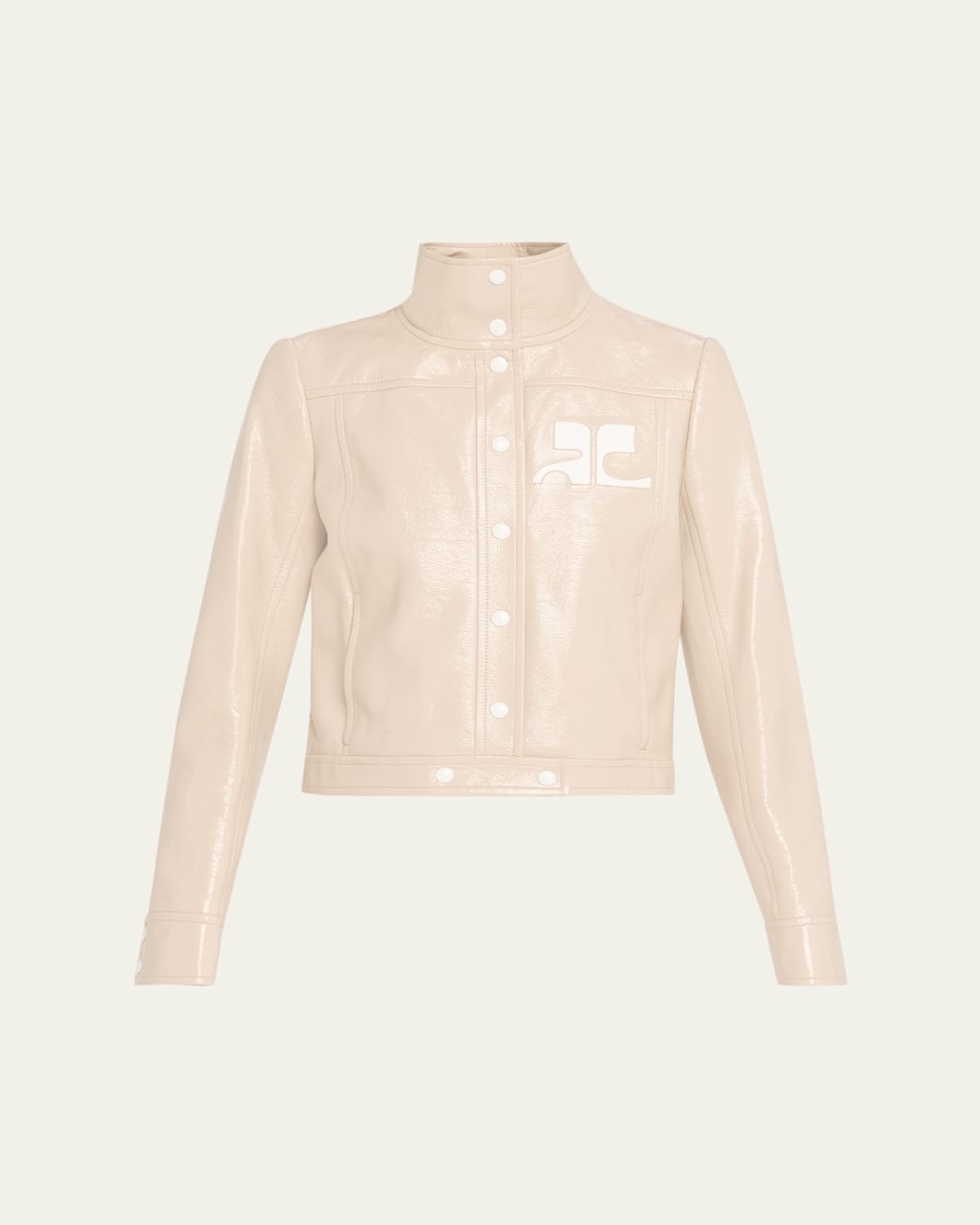 Courrèges Textured Vinyl Crop Jacket In Pink