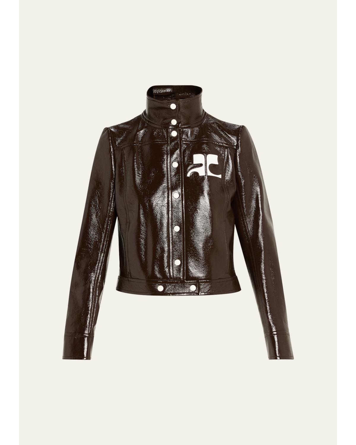 Textured Vinyl Crop Jacket