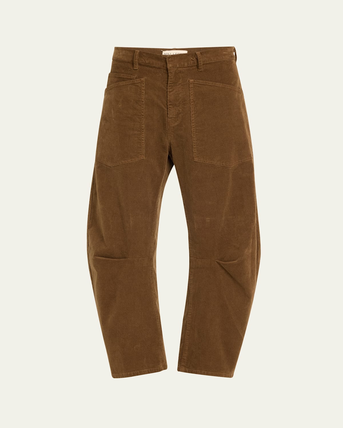 Nili Lotan Shon Mid-rise Stretch-cotton Barrel-leg Pants In Cigar Brown