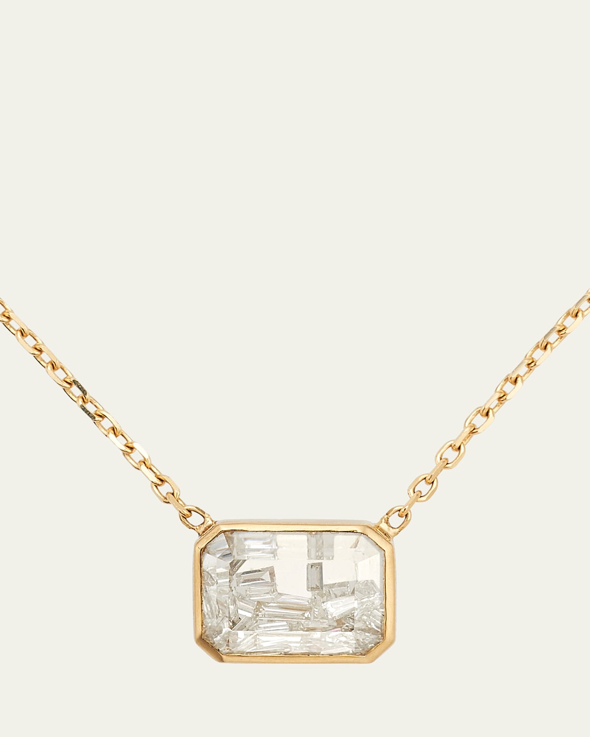 18K Yellow Gold Esmeralda Kaleidoscope Shaker Necklace with White Sapphire and Diamonds