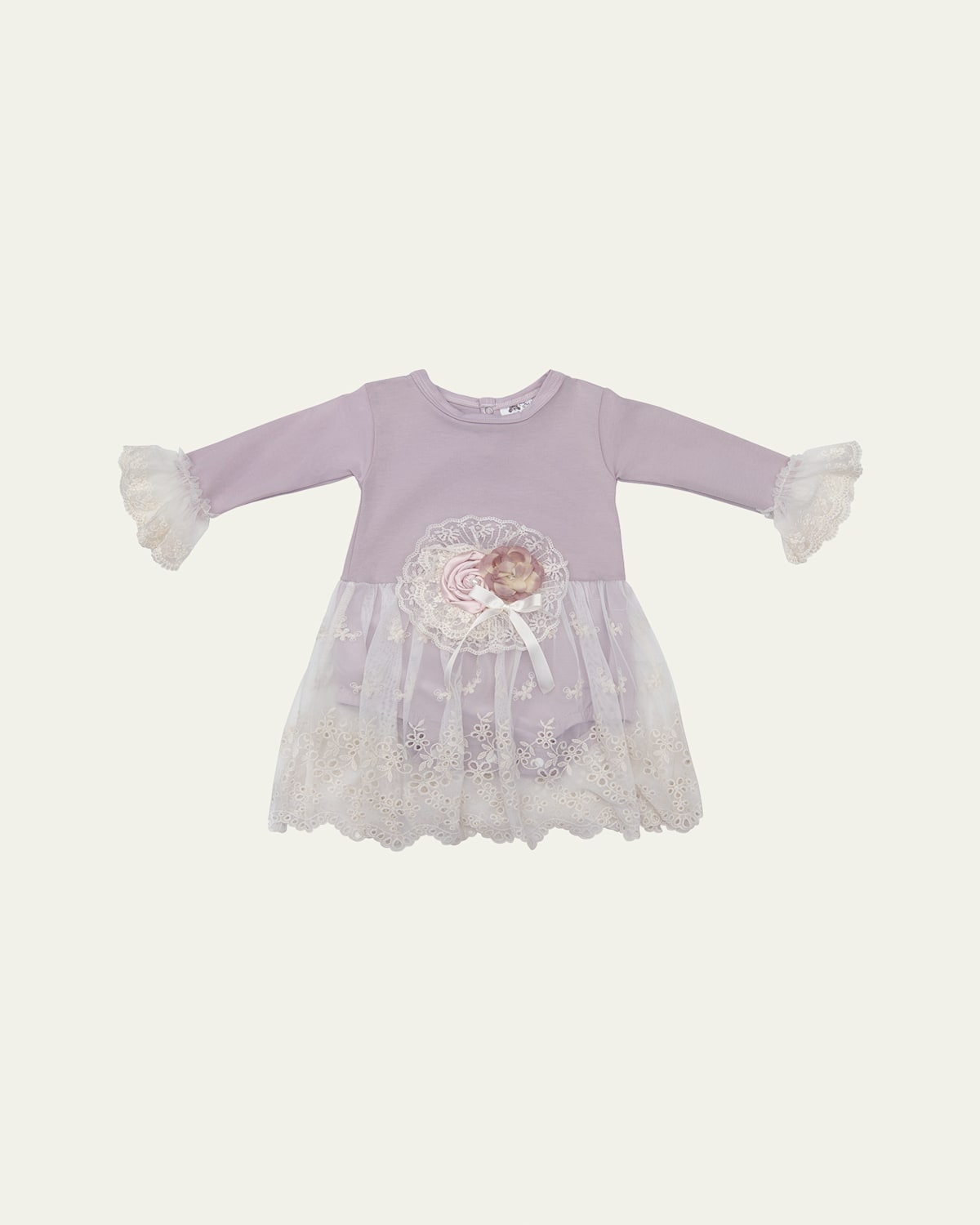 Girl's Genevie Eyelet Lace Dress, Size 0-12M