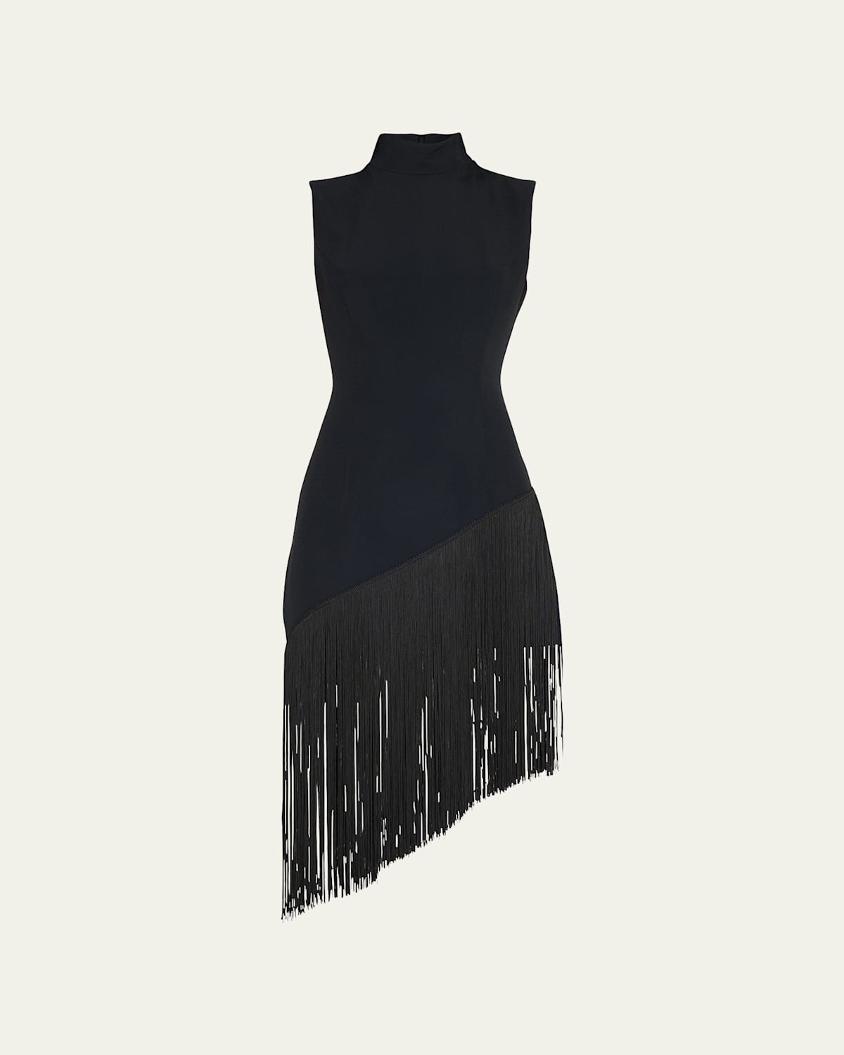 Asymmetric Fringe-Hem Midi Dress