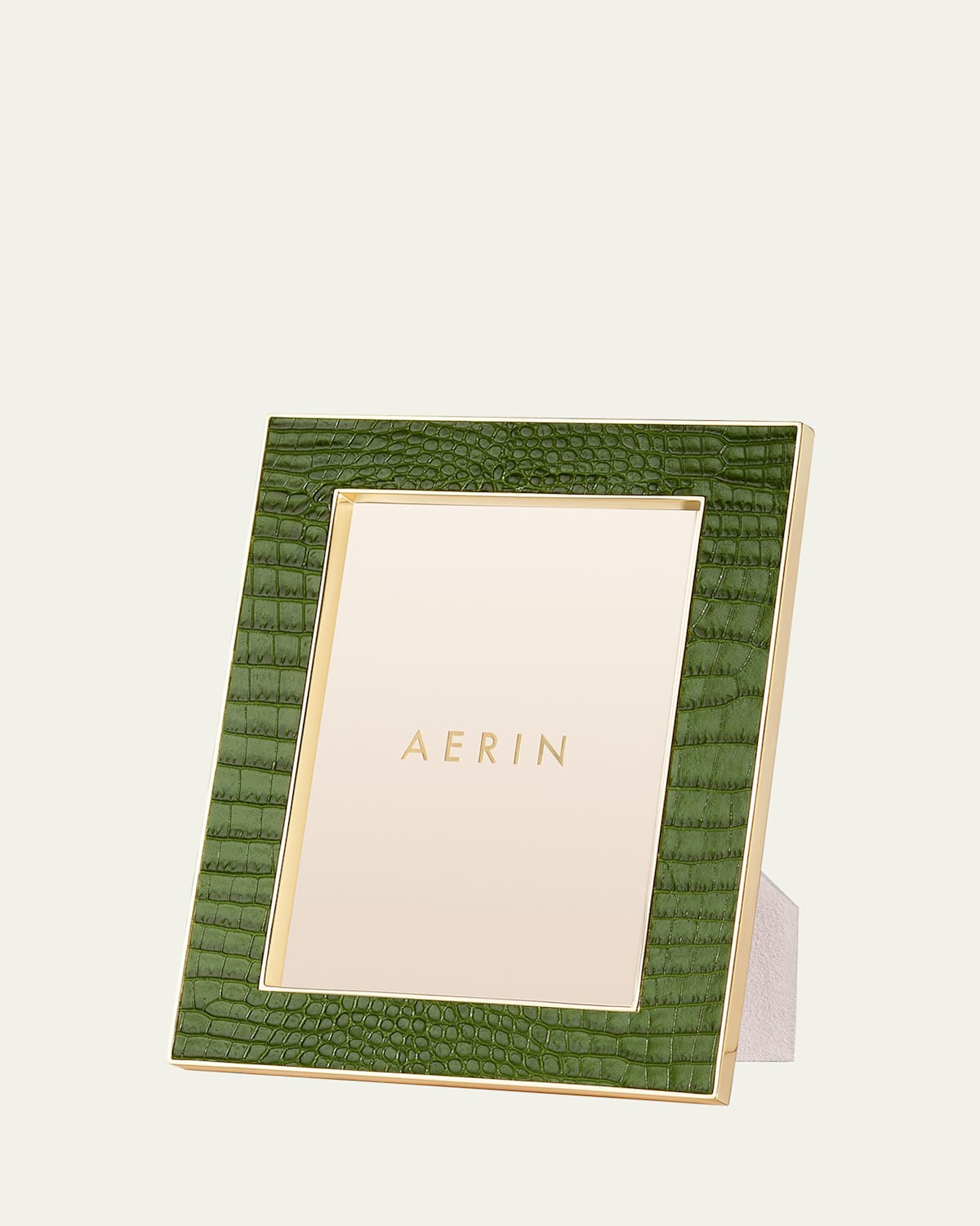 Aerin Classic Crocodile-embossed Leather Frame In Green