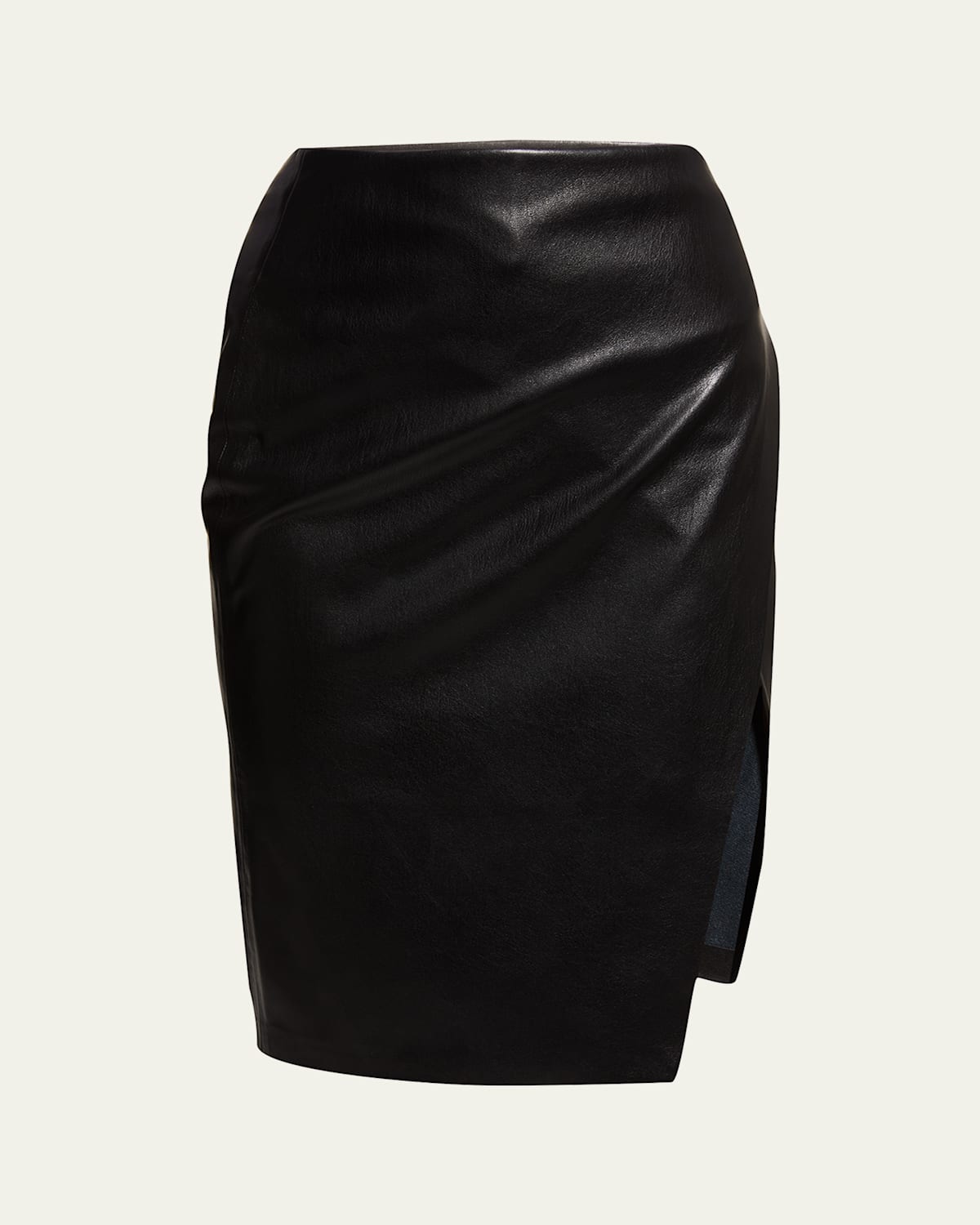 Alice And Olivia Siobhan Vegan Leather Knee-length Wrap Skirt In Black