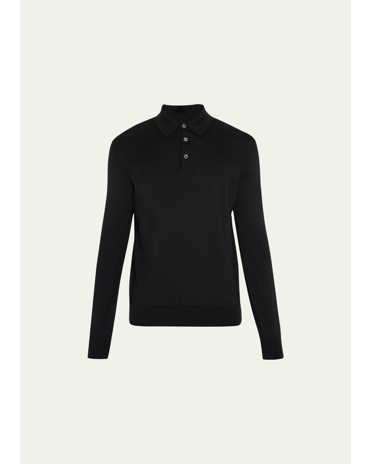 Men'S Cashmere-Silk Polo Sweater