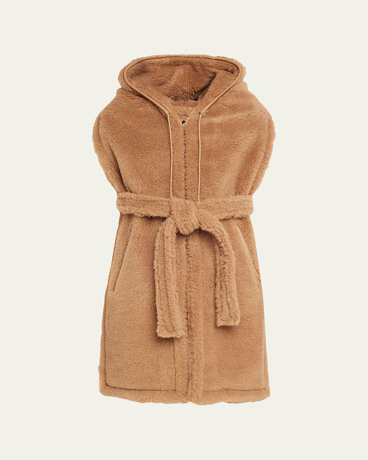 Max Mara Corea Teddy Wool-blend Long Stole In Camel