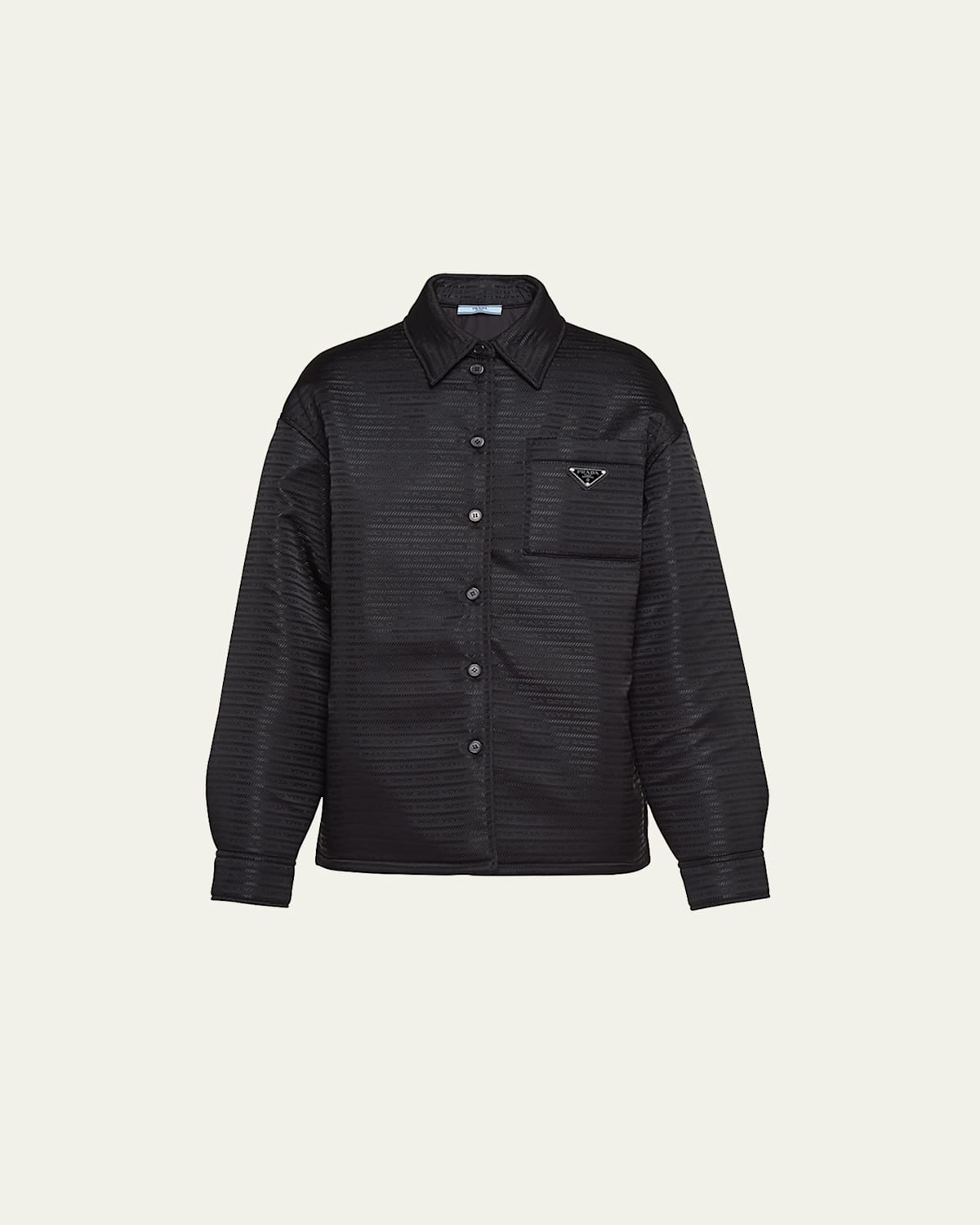 Shop Prada Recycled Nylon Logo-print Padded Shirt In Nero