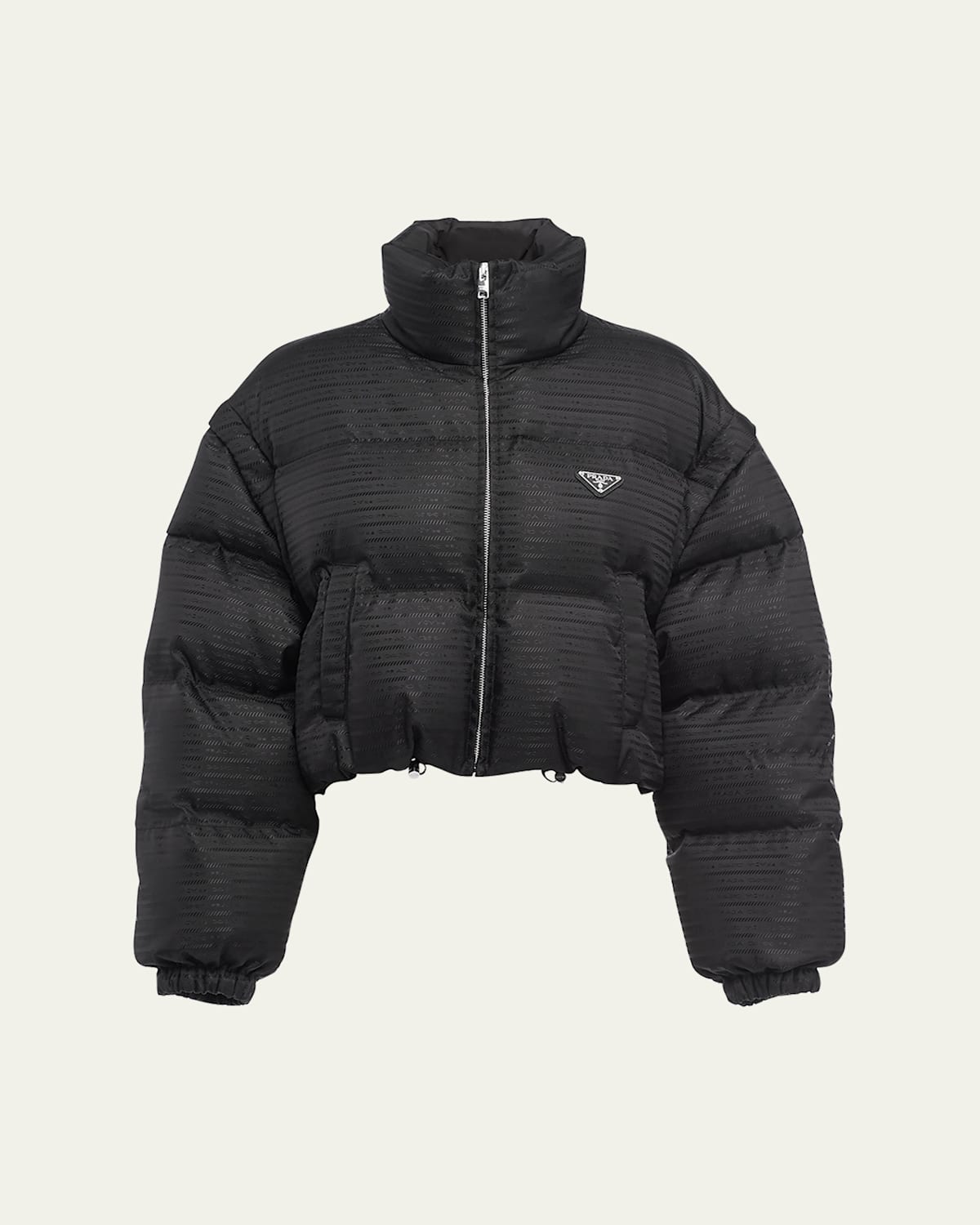 Prada Re-nylon Cropped Padded Jacket In Nero
