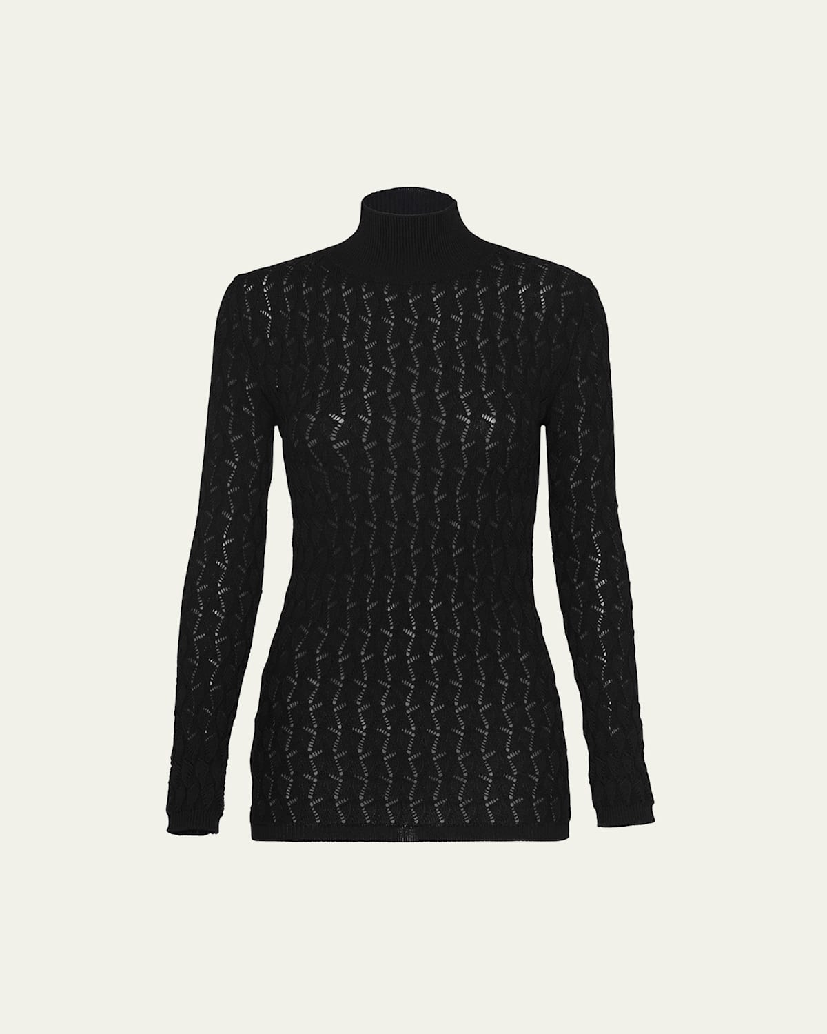 Cotton Open-Knit Turtleneck Sweater