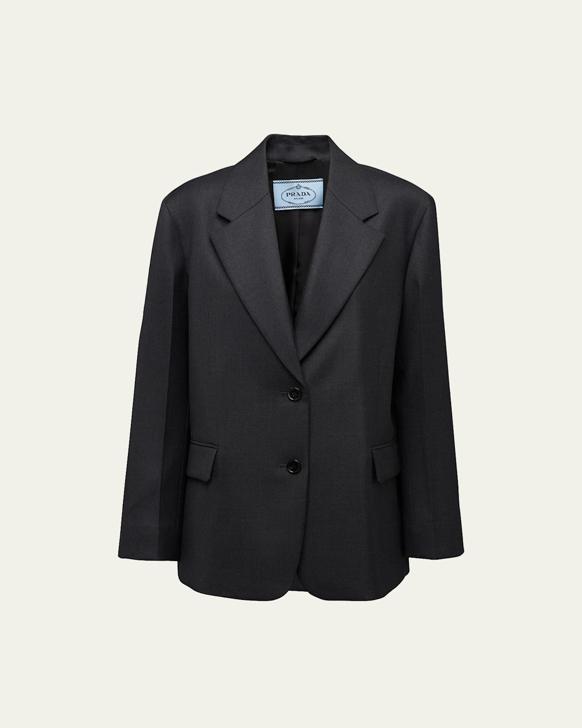 Prada Lana Wool Gabardine Cutaway Jacket In Antracite