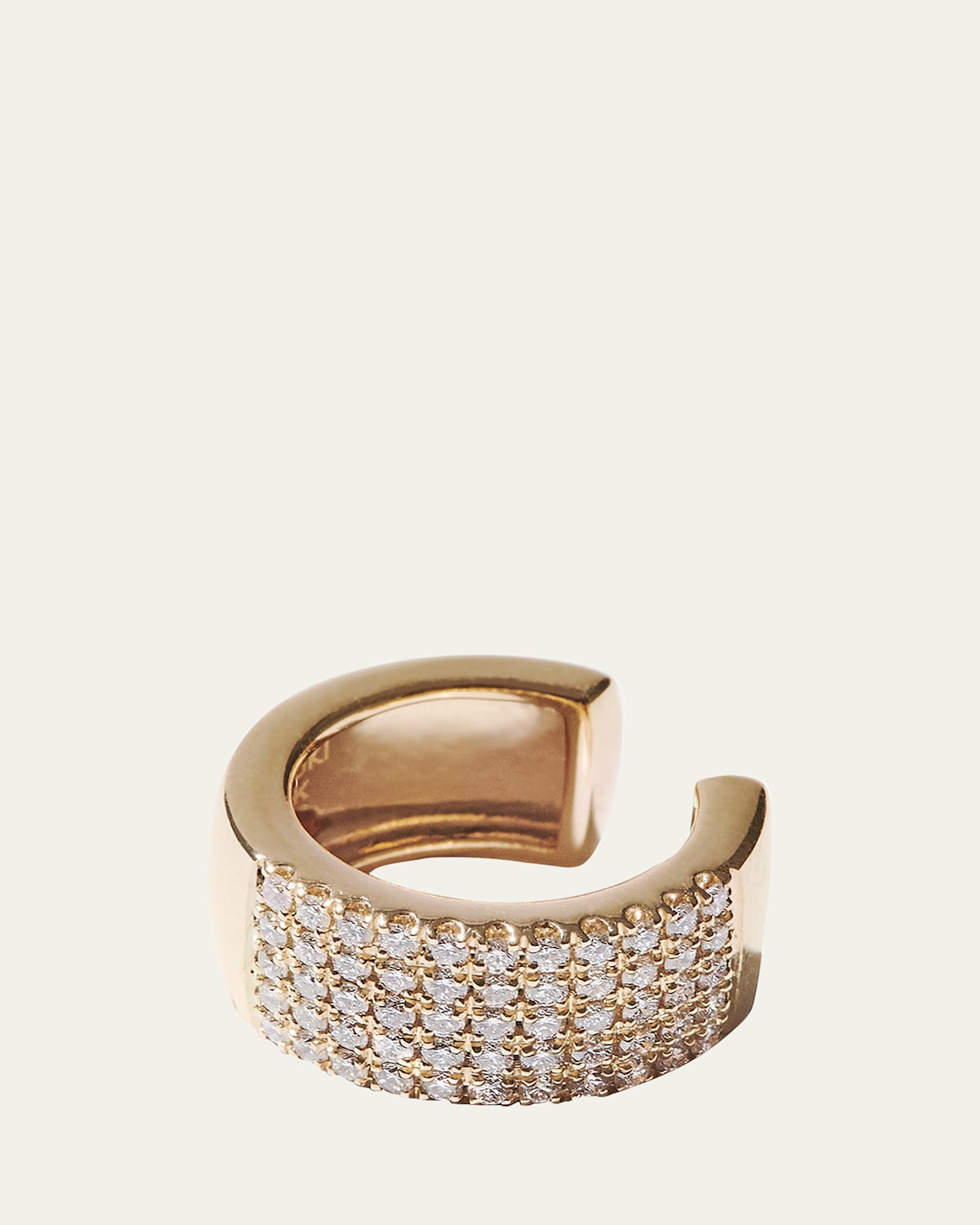 Mizuki 14K Gold Thick Diamond Ear Cuff, Single