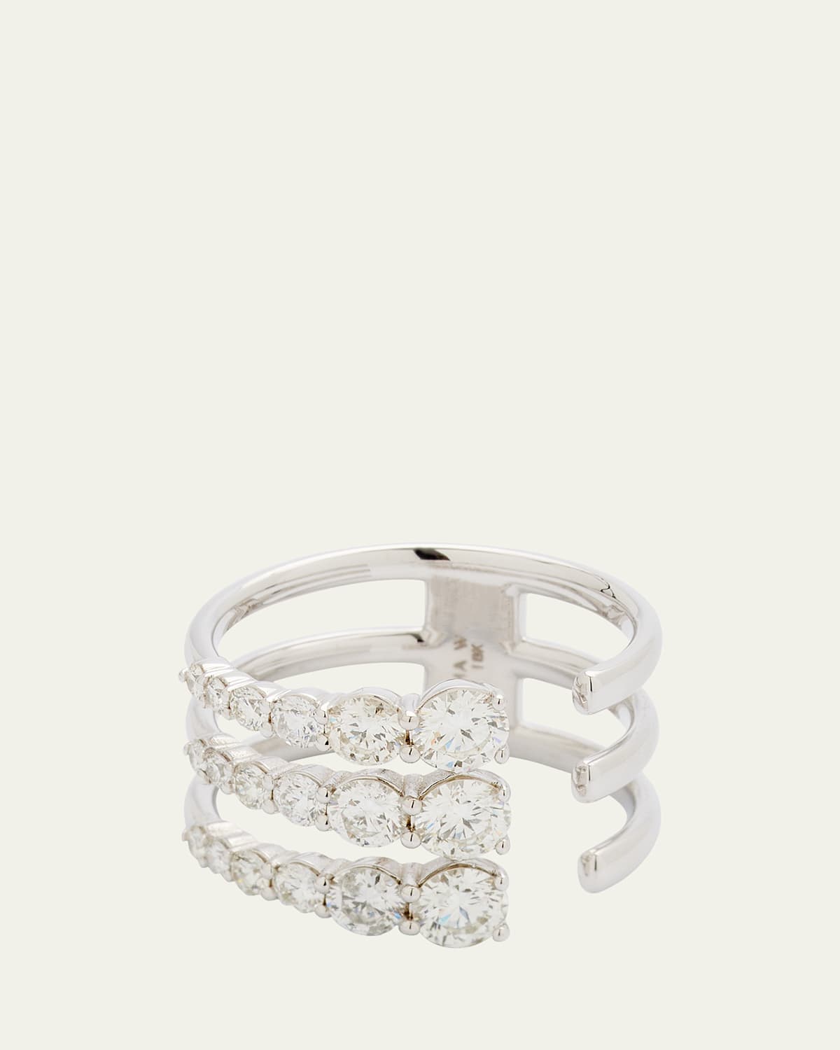 18k White Gold Connexion Diamond Triple Band Open Ring, Size 7