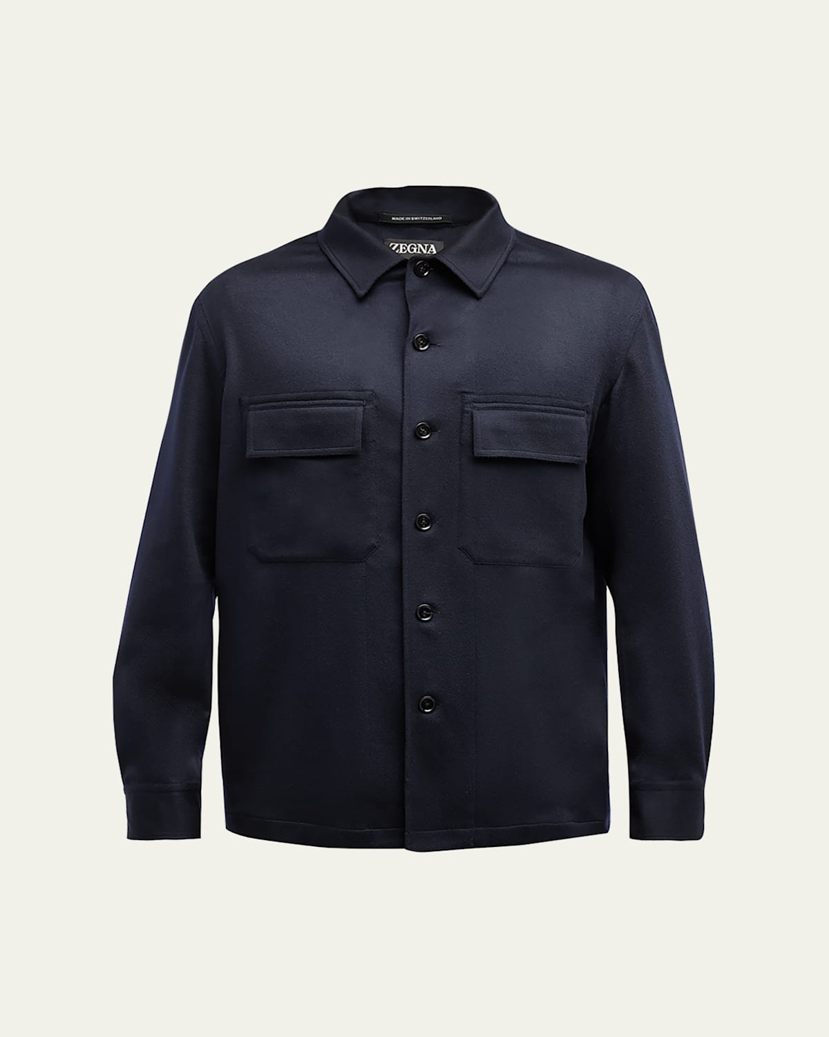 Zegna Dark Blue Wool Casual Jacket In Navy Blue