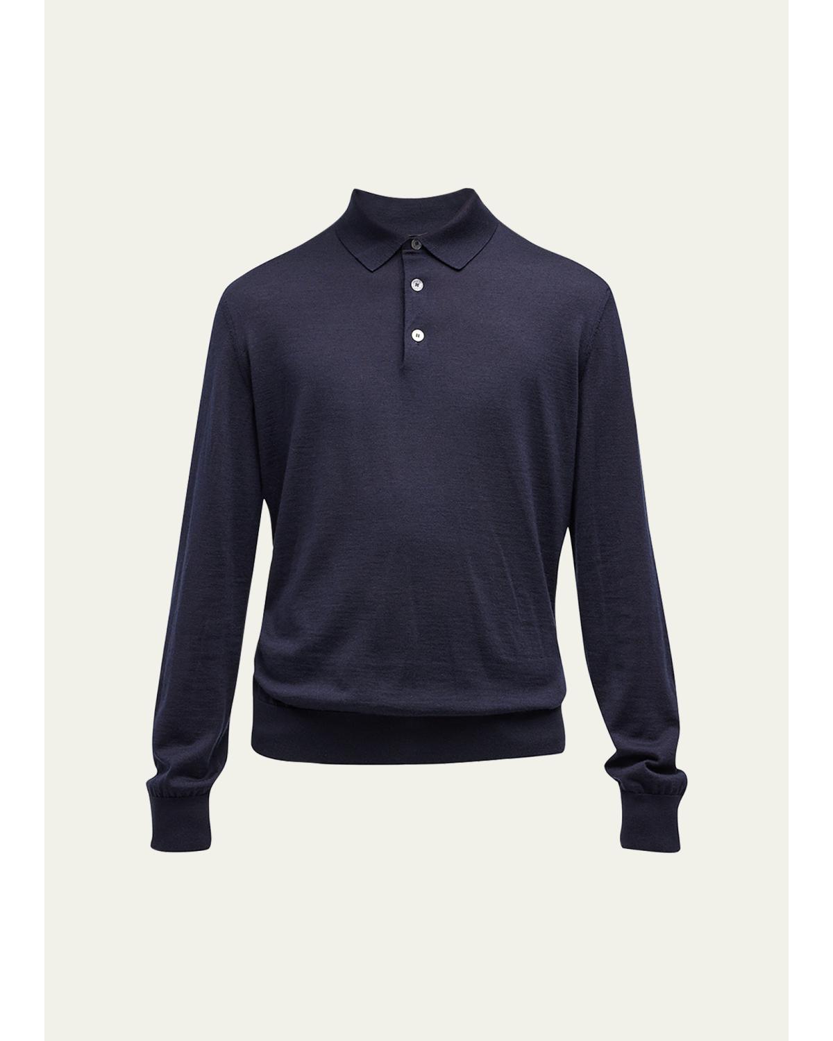 Men'S Cashmere-Silk Polo Sweater