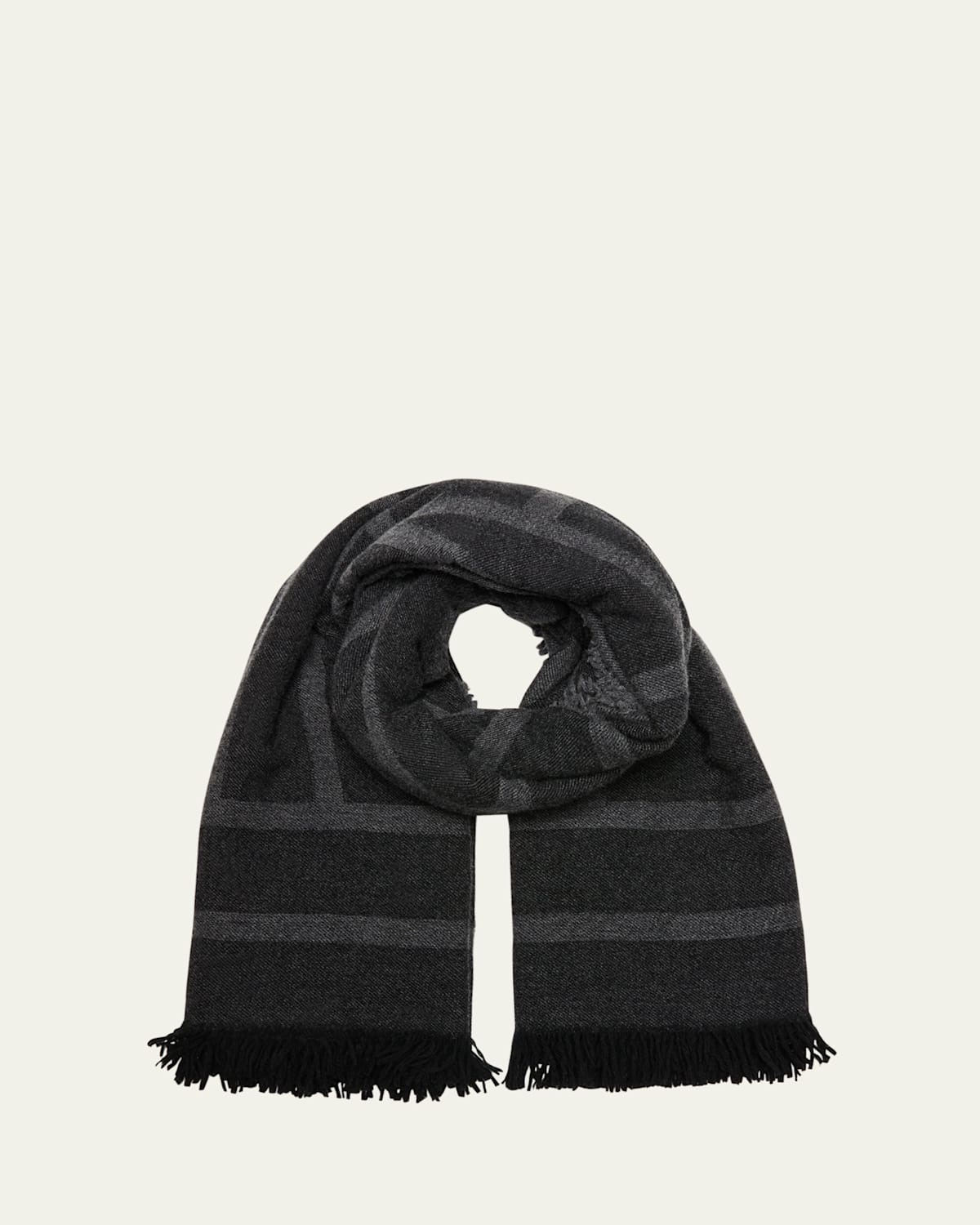Totême Monogram Wool-cashmere Scarf In Dark Grey Monogram