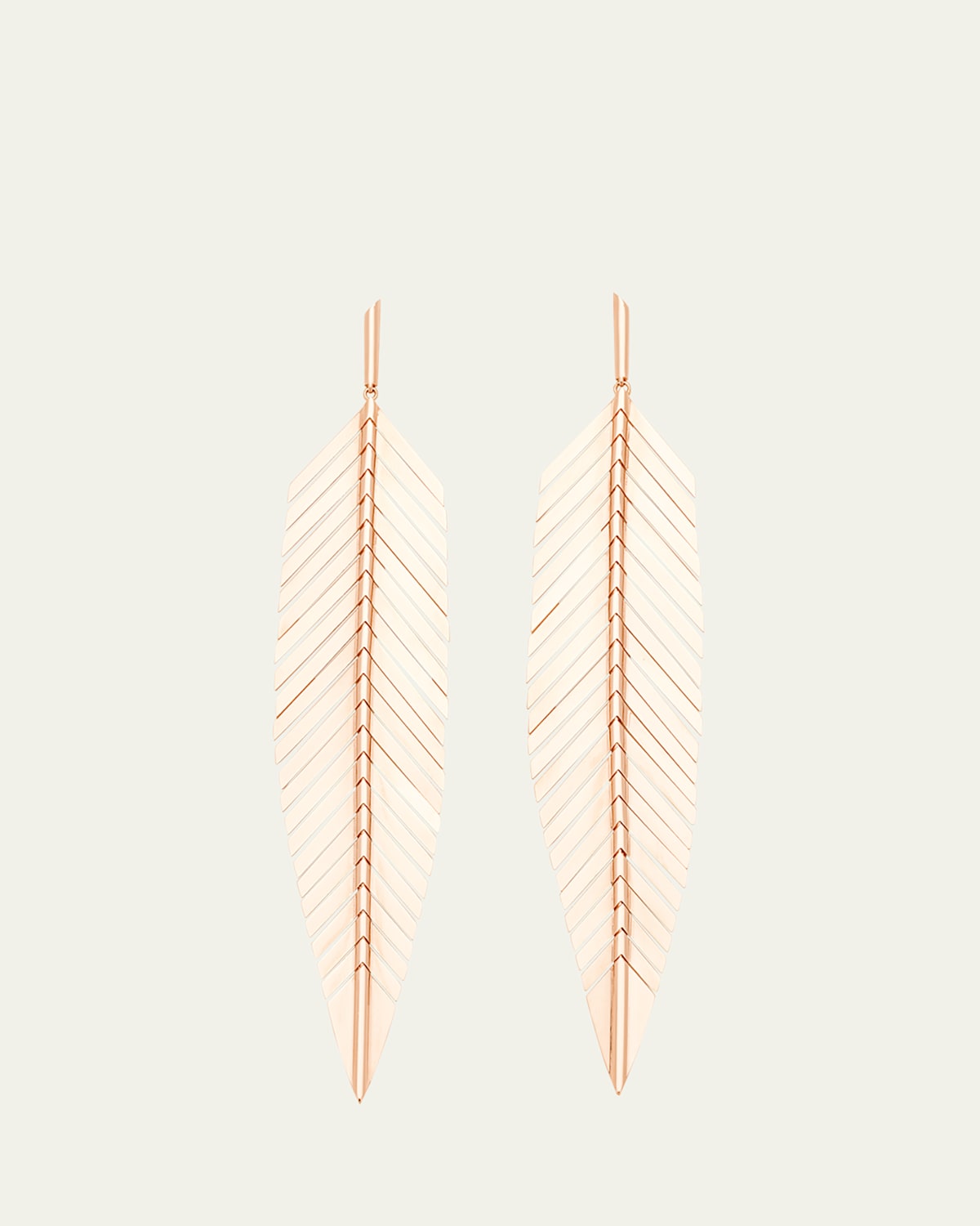 18k Rose Gold Large Feather Drop Earrings