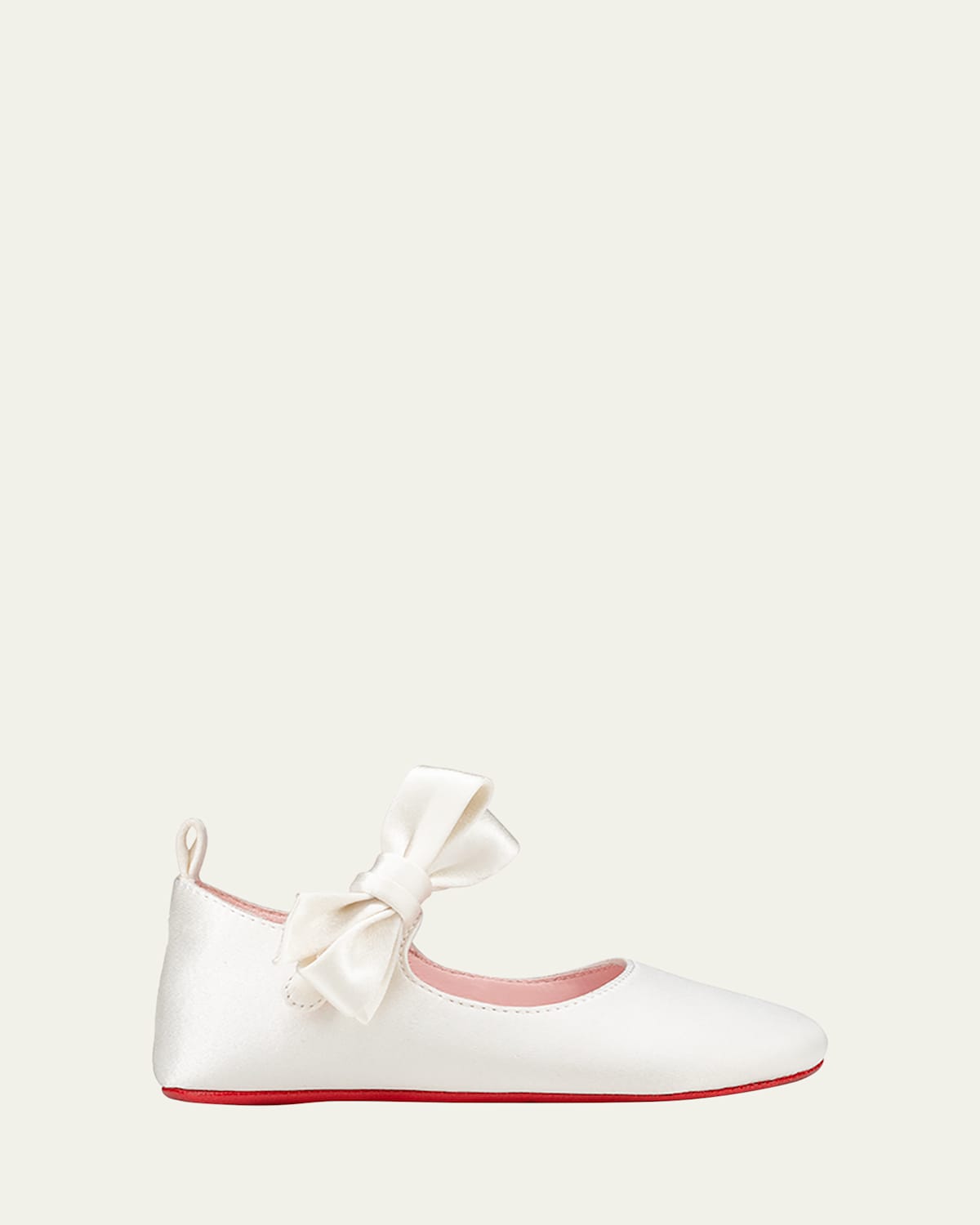 Christian Louboutin Girl's Lou Satin Bow Ballet Flats, Baby In Bianco