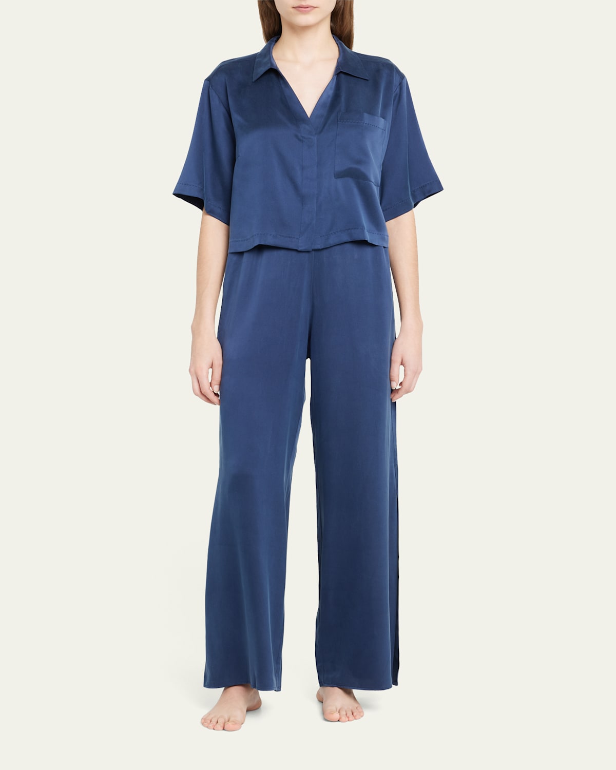 Washable Silk High-Rise Pant Set