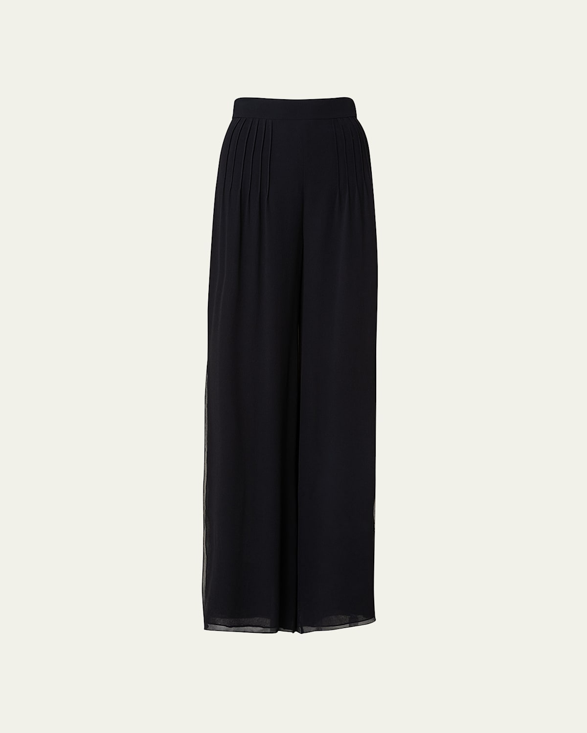 Akris Myriam Pleated Wide-leg Silk Pants In Black