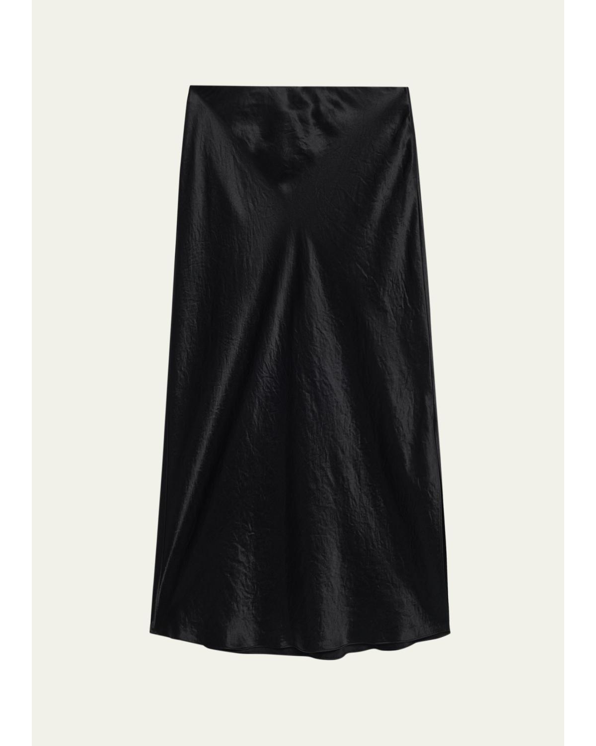 Side-Slit Satin Slip Skirt