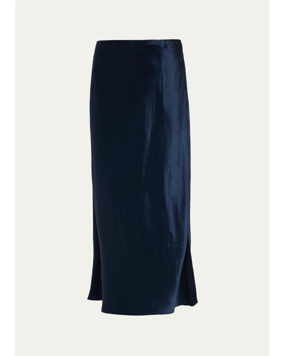 Side-Slit Satin Slip Skirt