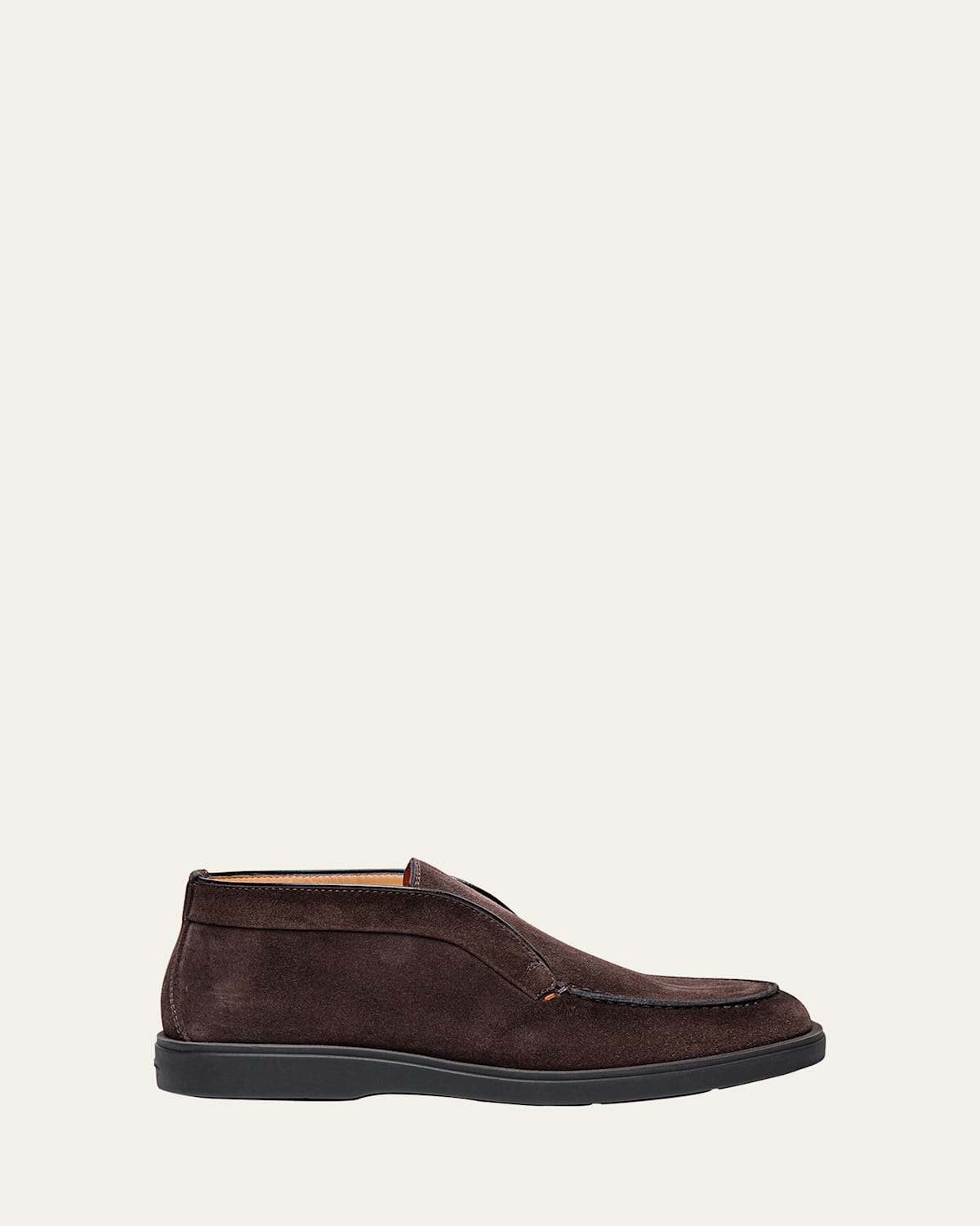 Santoni Suede Ankle Boot Without Laces In Orange