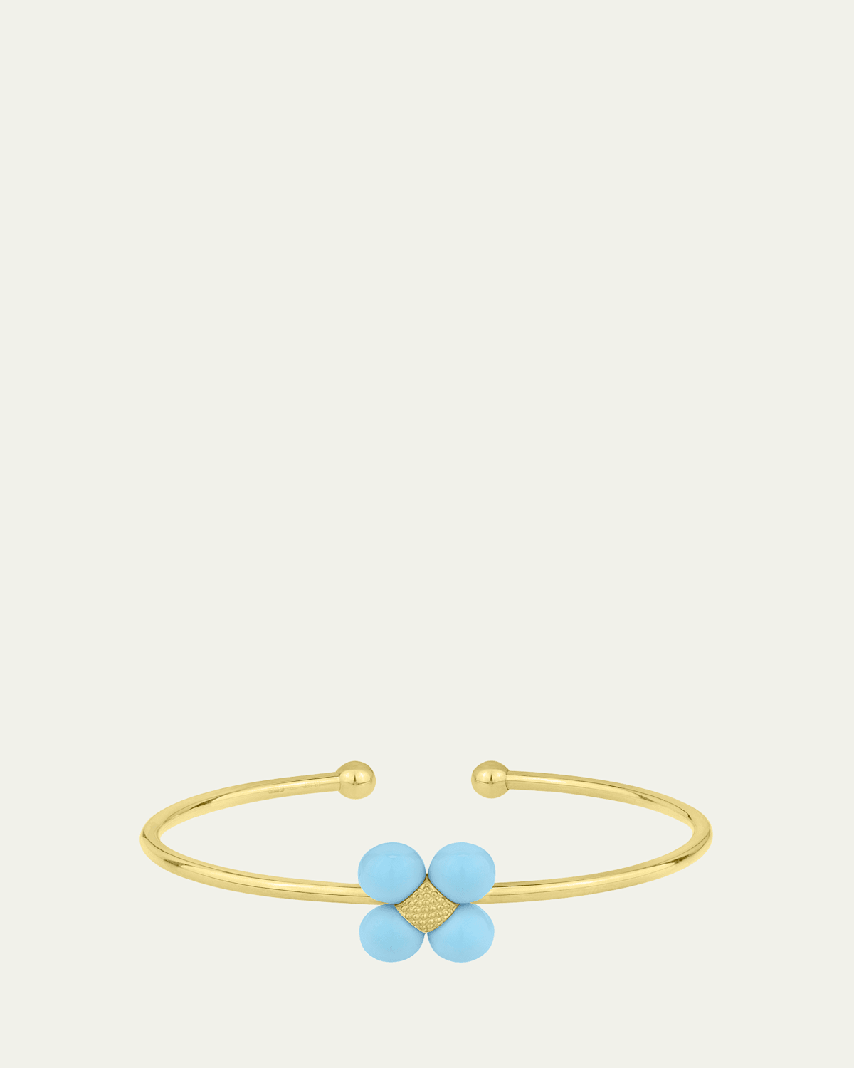 18K Yellow Gold Turquoise Sequence Cuff Bracelet