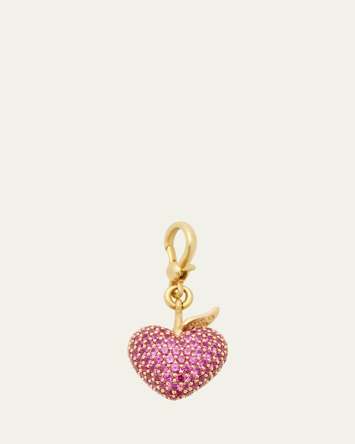Yellow Gold Heart Charm with Rubies