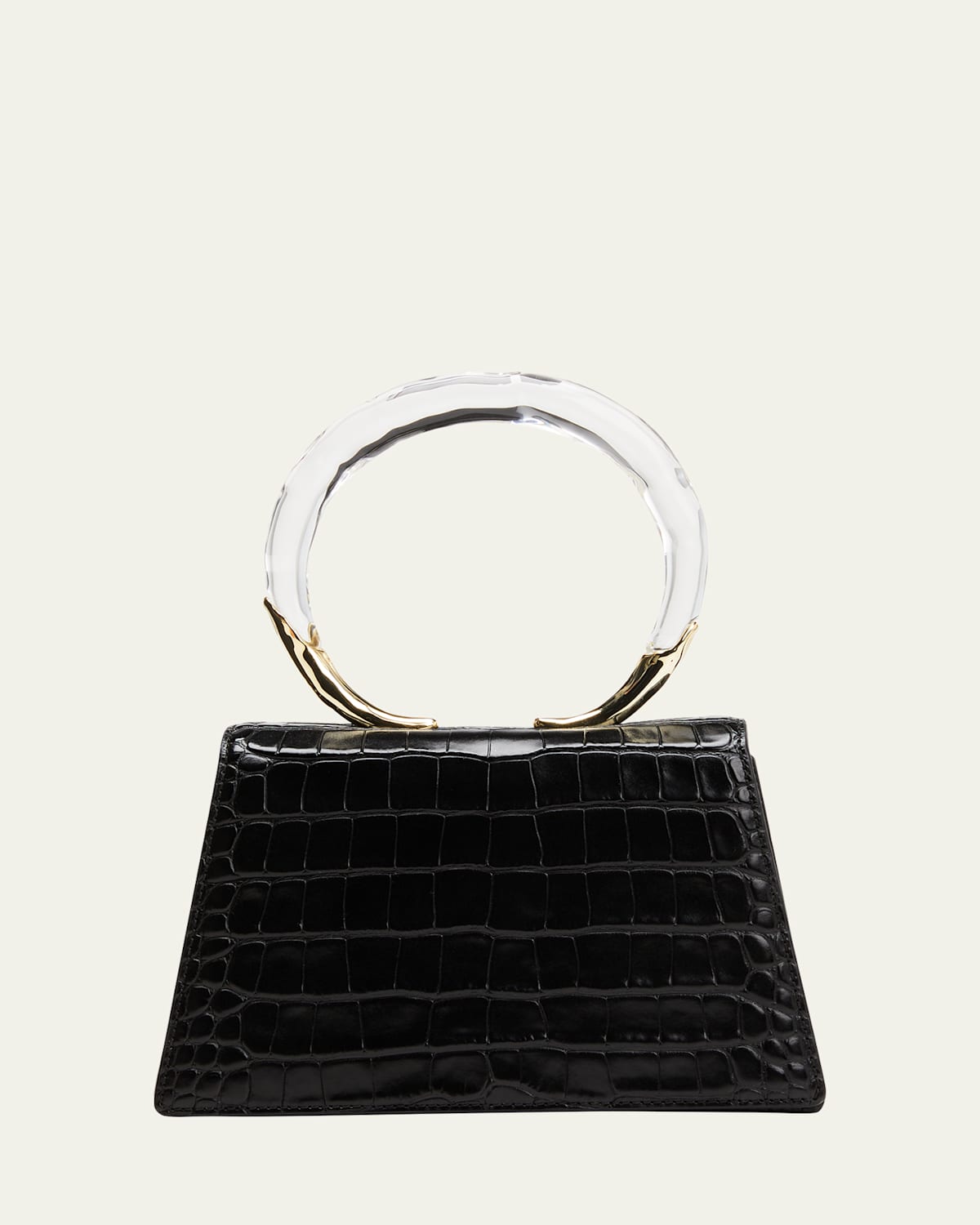 Lucite Quad Croc-Embossed Top-Handle Bag