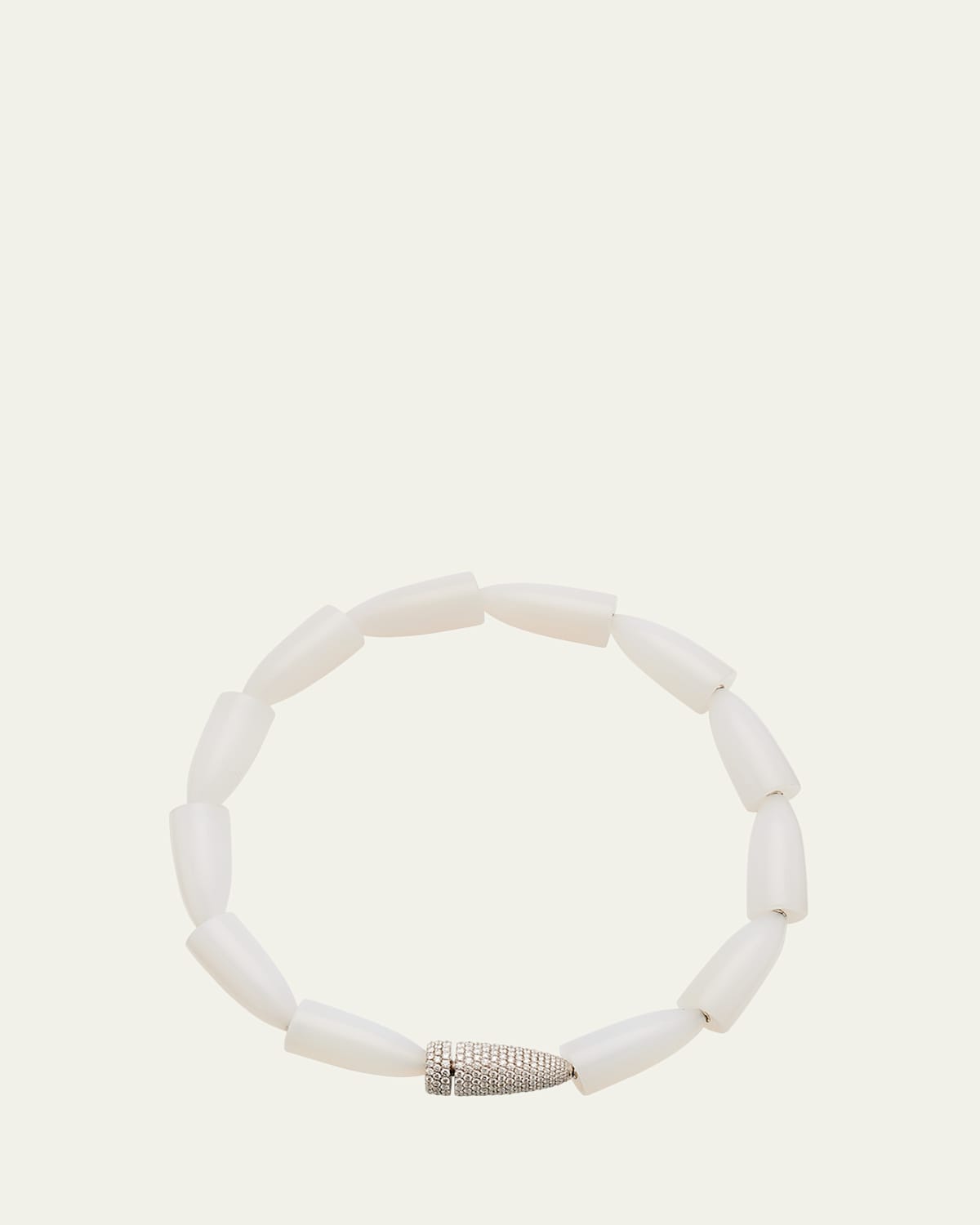 Calla White Agate Necklace with White Gold and Diamond Clasp