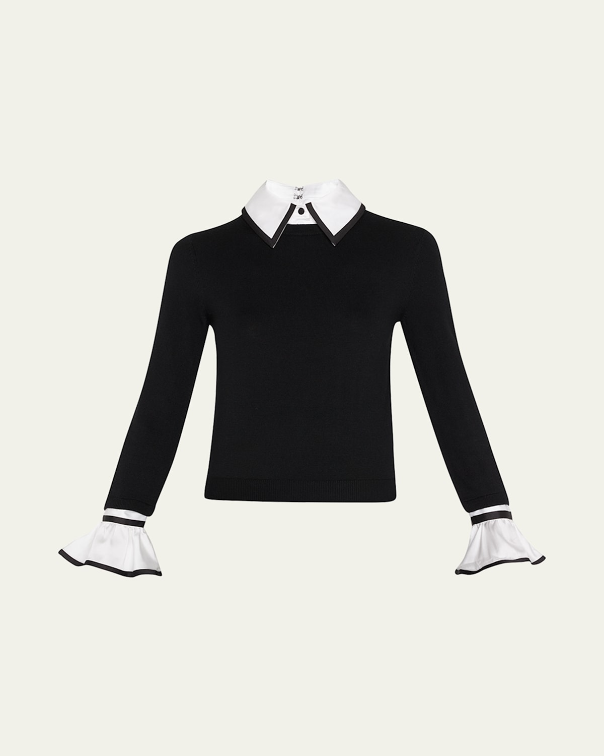Justina Woven Combo Long-Sleeve Pullover