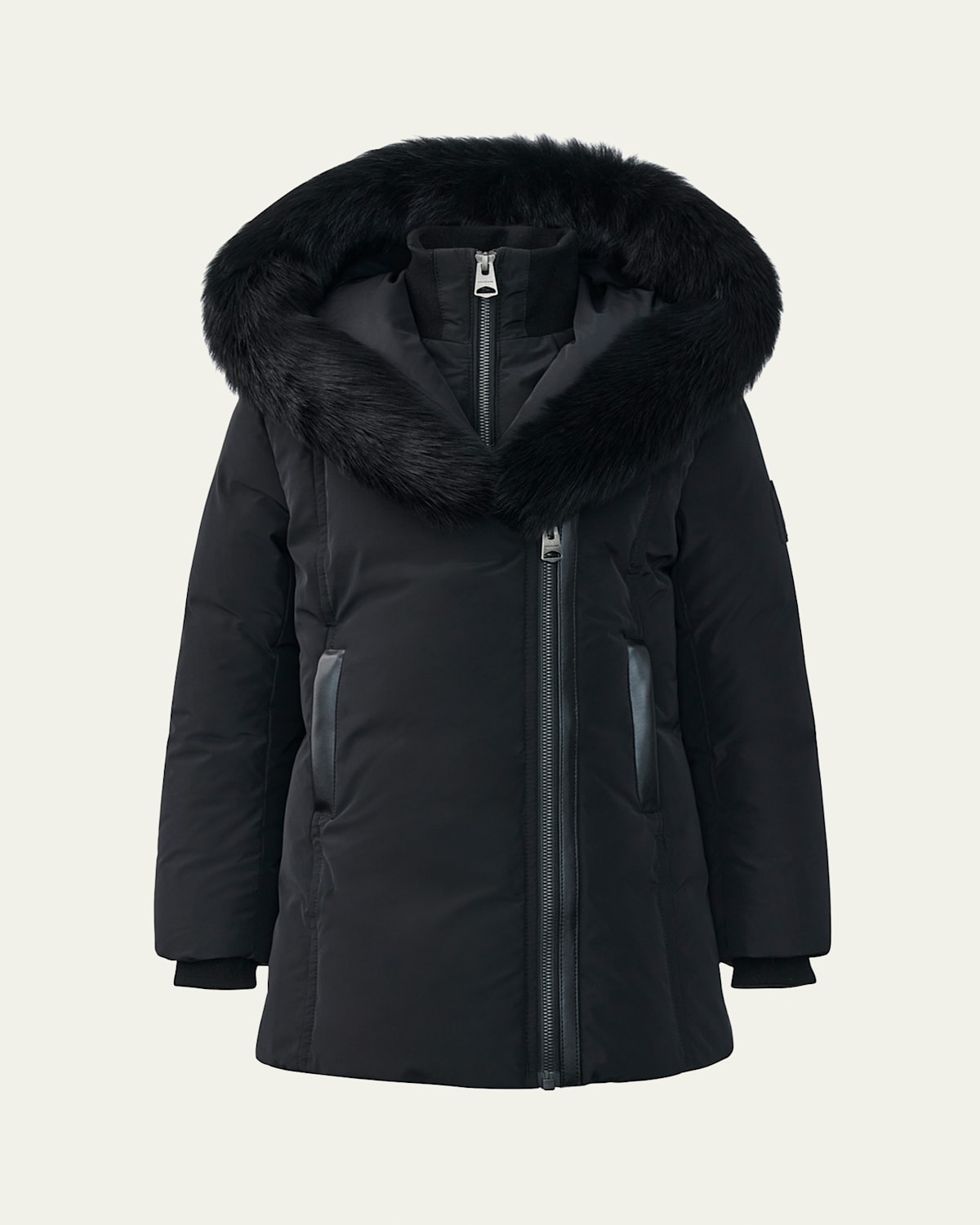 Girl's Recycled Down Coat W/ Signature Mackage Collar, Size 8-14