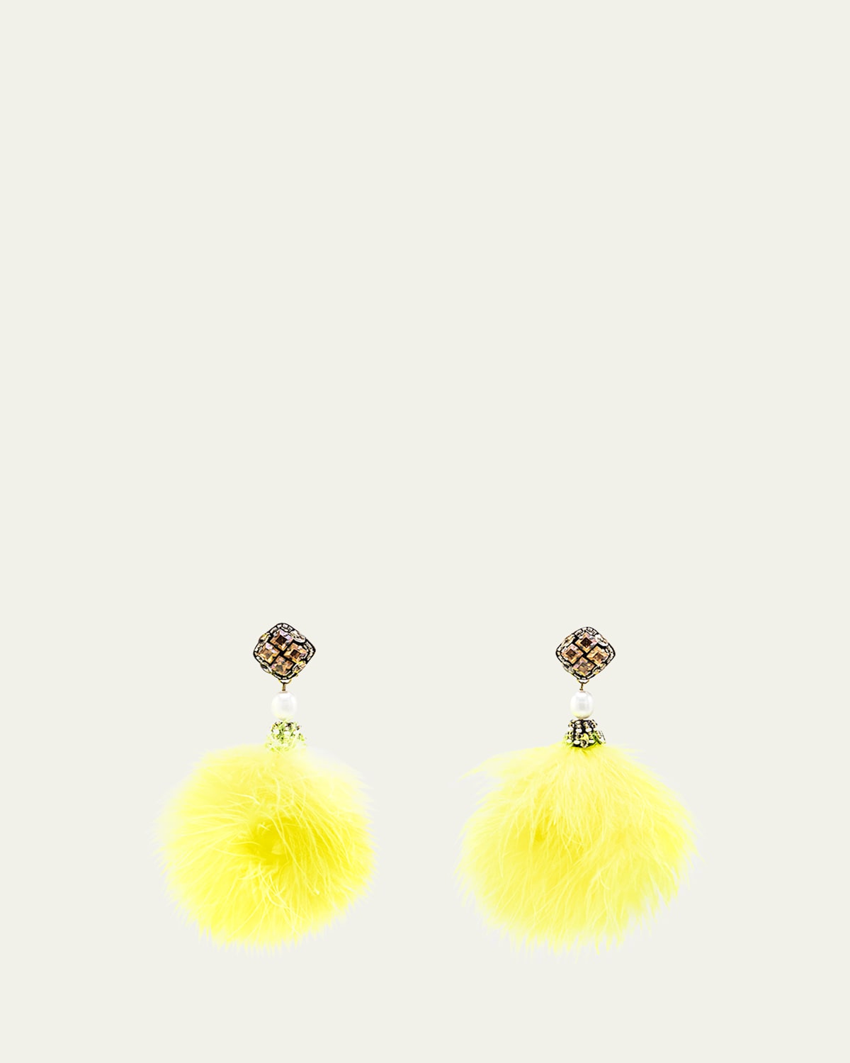 Feather Pom Pom Earrings