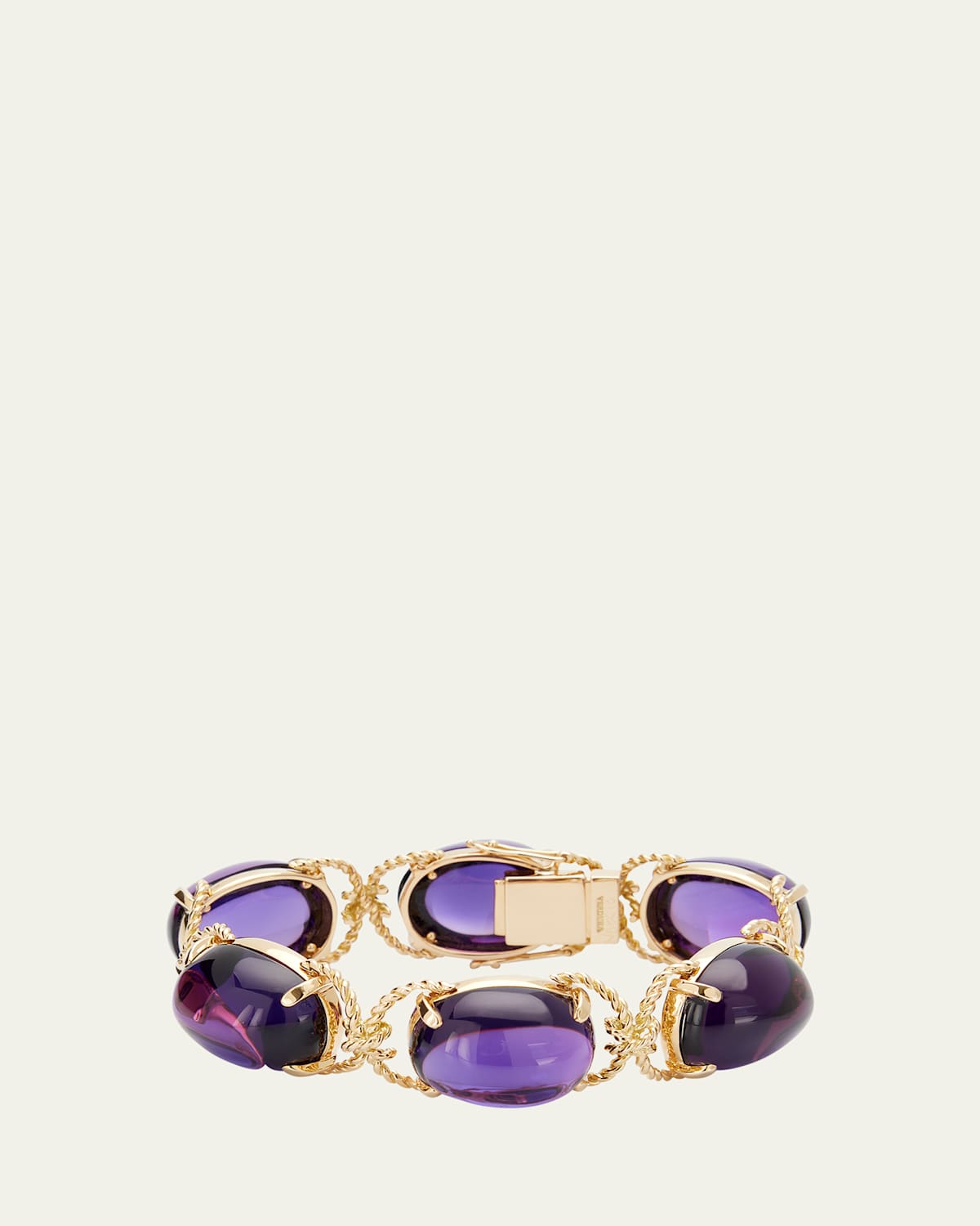 Amethyst Gold Rope Pebble Bracelet