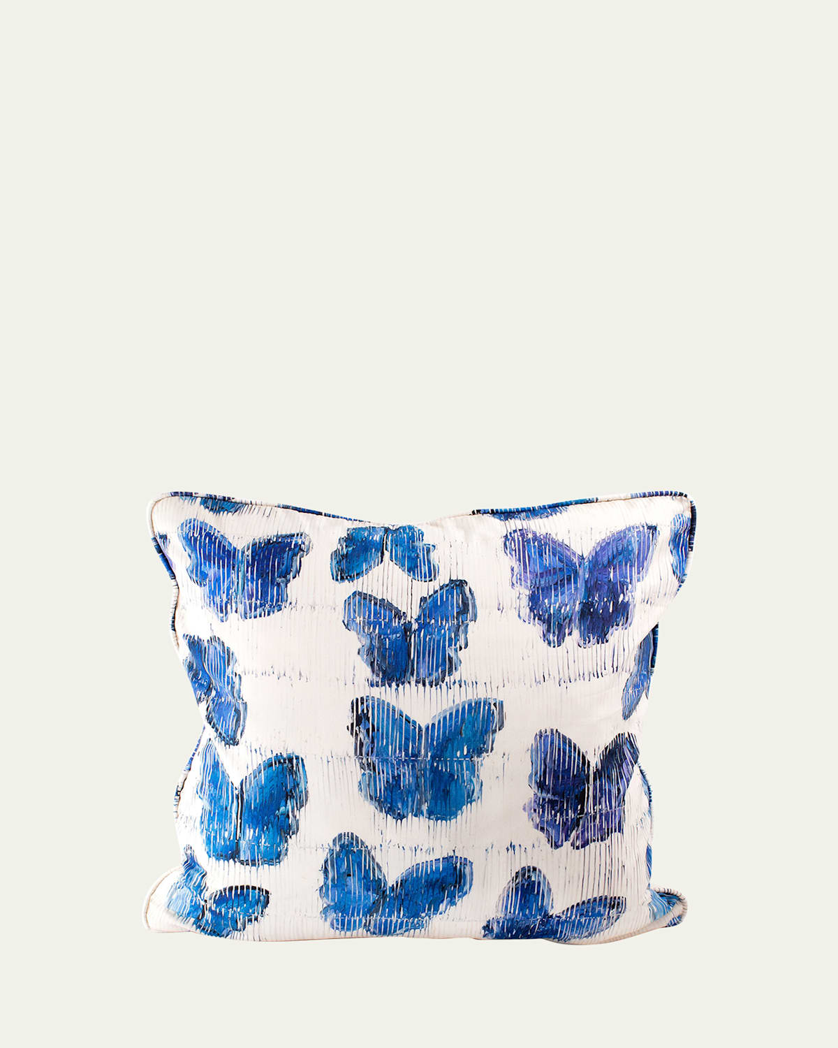 Hunt Slonem Butterflies In Blue Cotton Pillow, 22" In Bluewhite