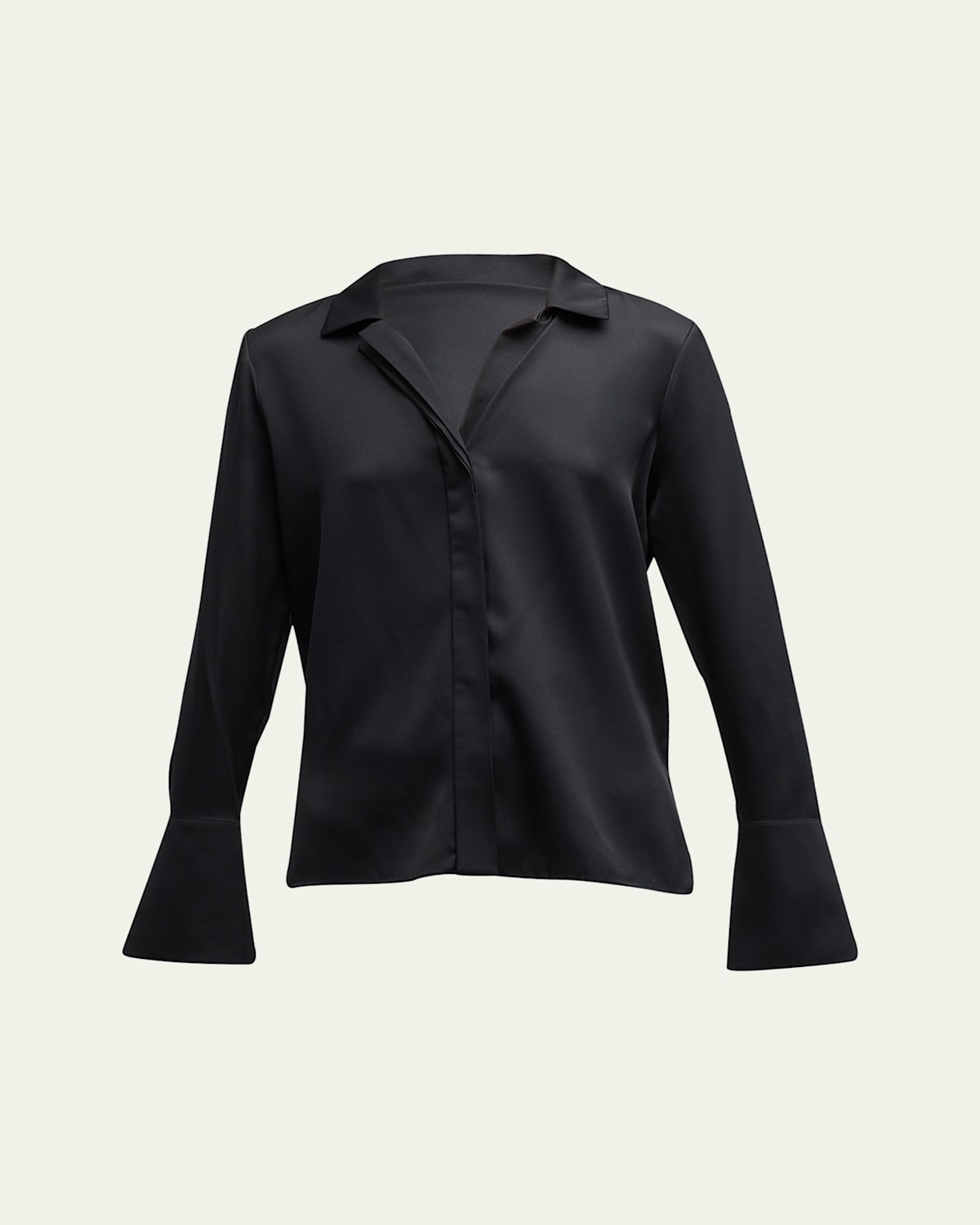 Kobi Halperin Liv Split-cuff Stretch Silk Blouse In Black