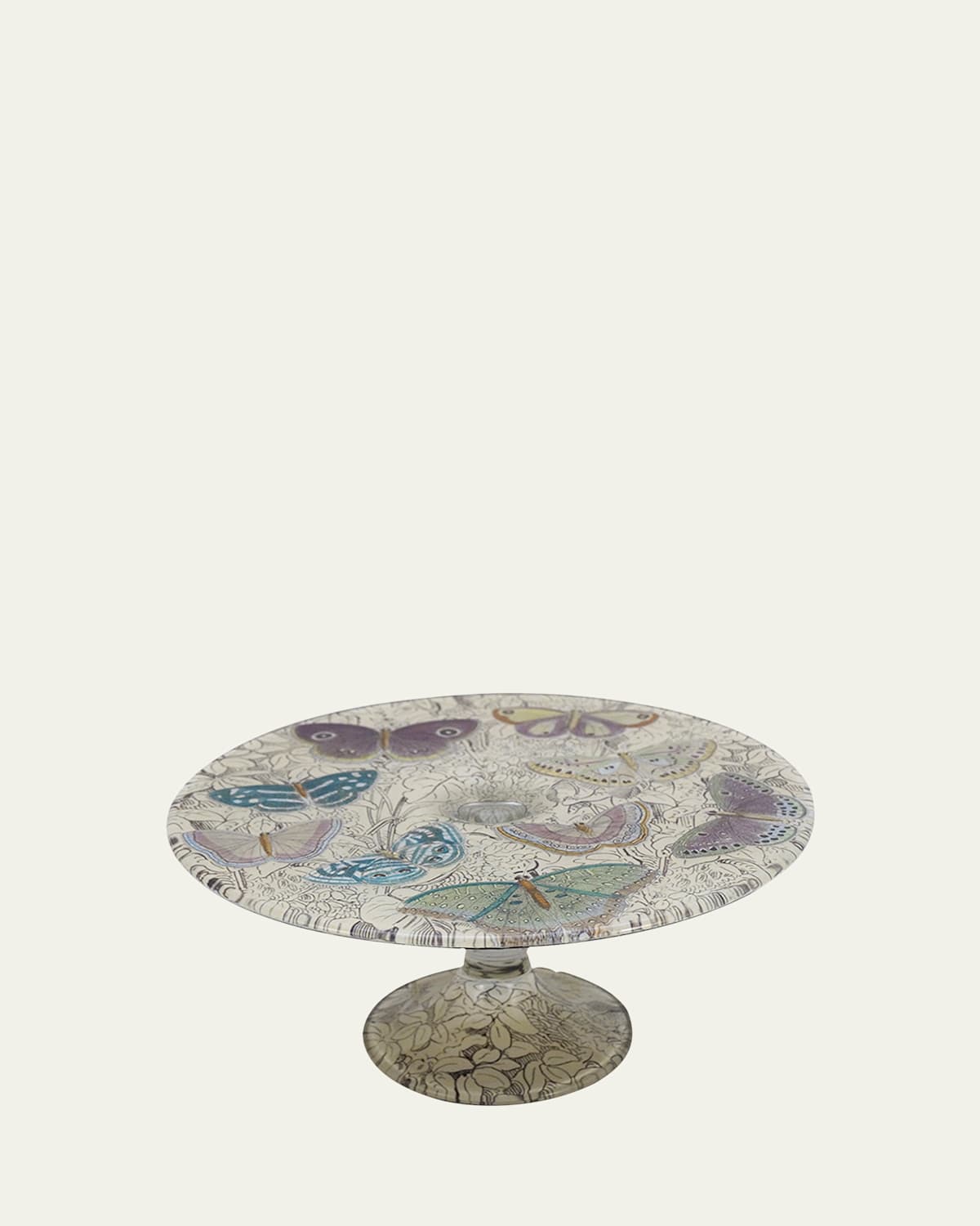 John Derian Purple Butterflies Stacking Cake Pedestal In Multi