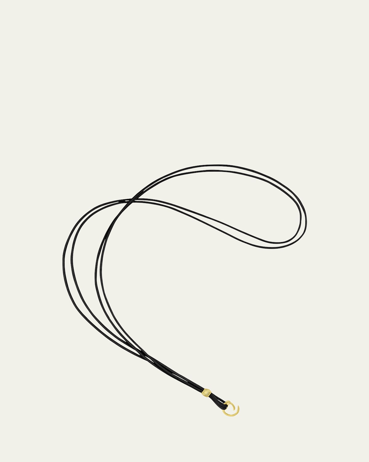 Meditation Bell Black Cotton Cord Necklace with 18K Gold