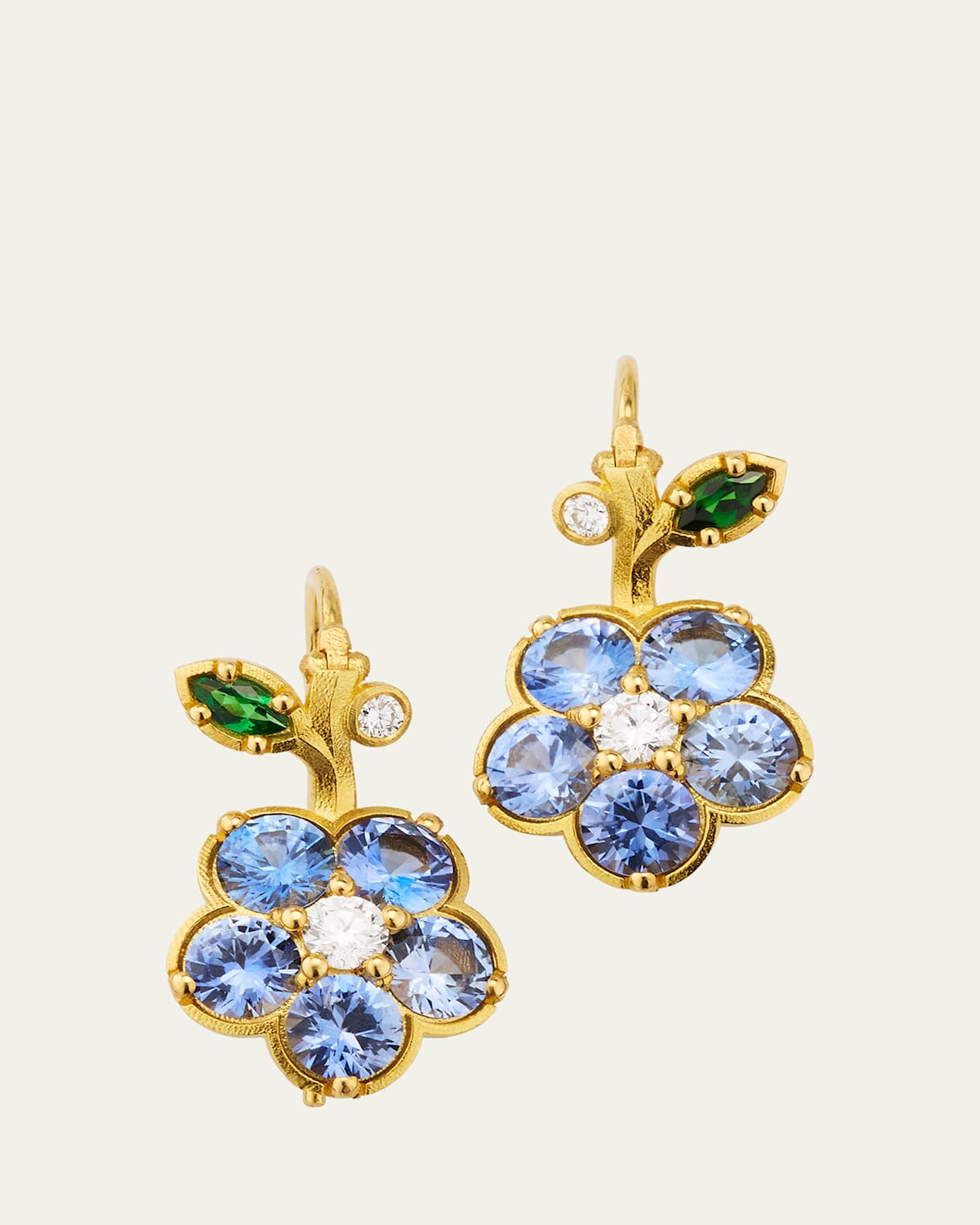 Wild Child Blue Sapphire and Diamond Drop Earrings in 18k Gold