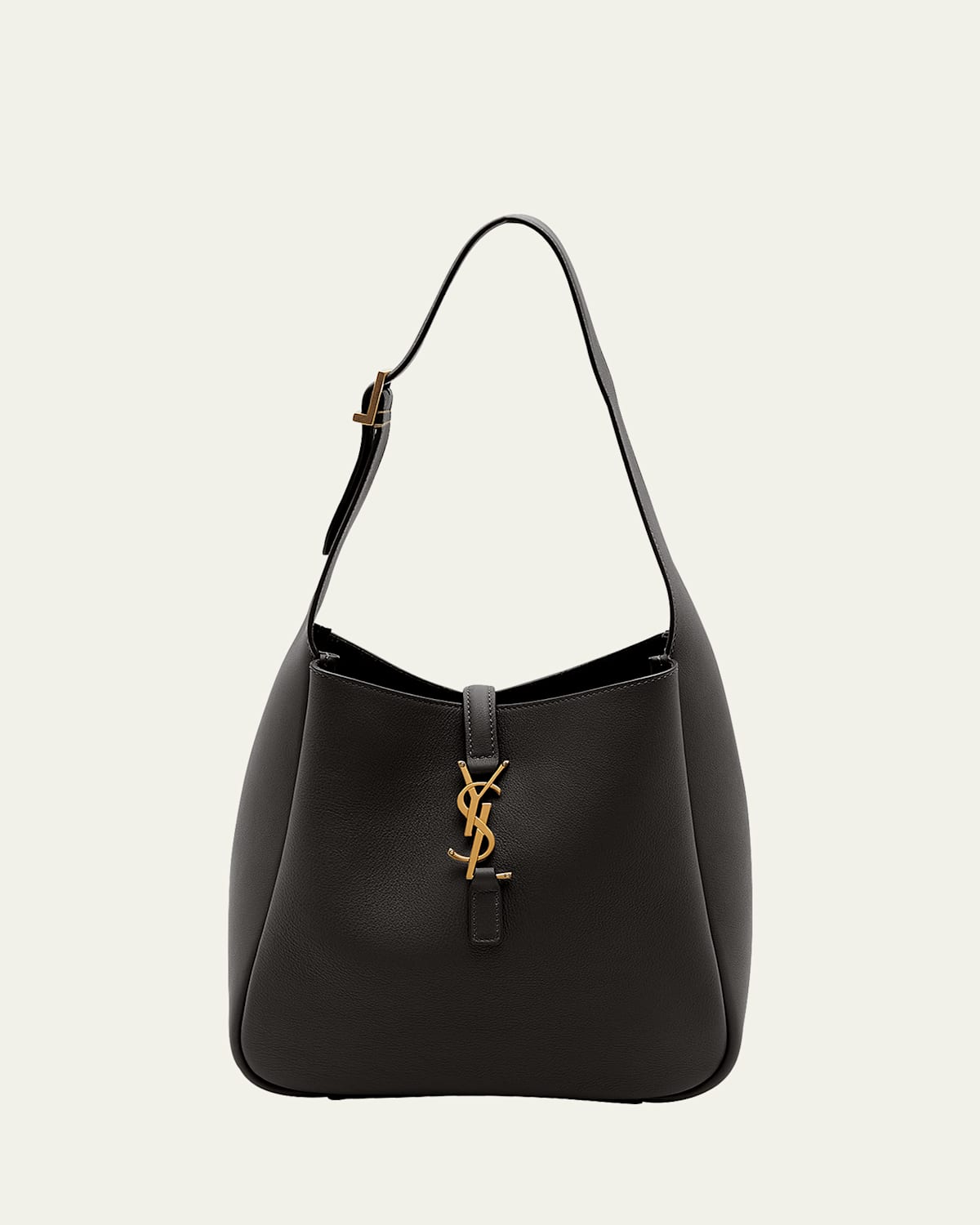 Saint Laurent Le 5 A 7 Ysl Small Hobo In Smooth Supple Leather In Black