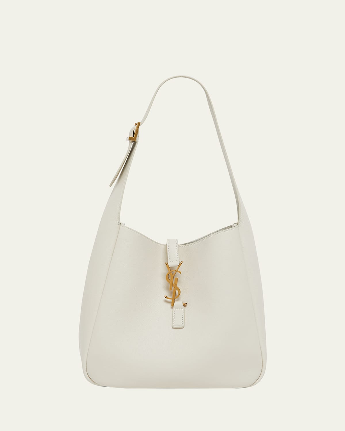 Saint Laurent Le 5 A 7 Ysl Small Hobo In Smooth Supple Leather In Crema Soft