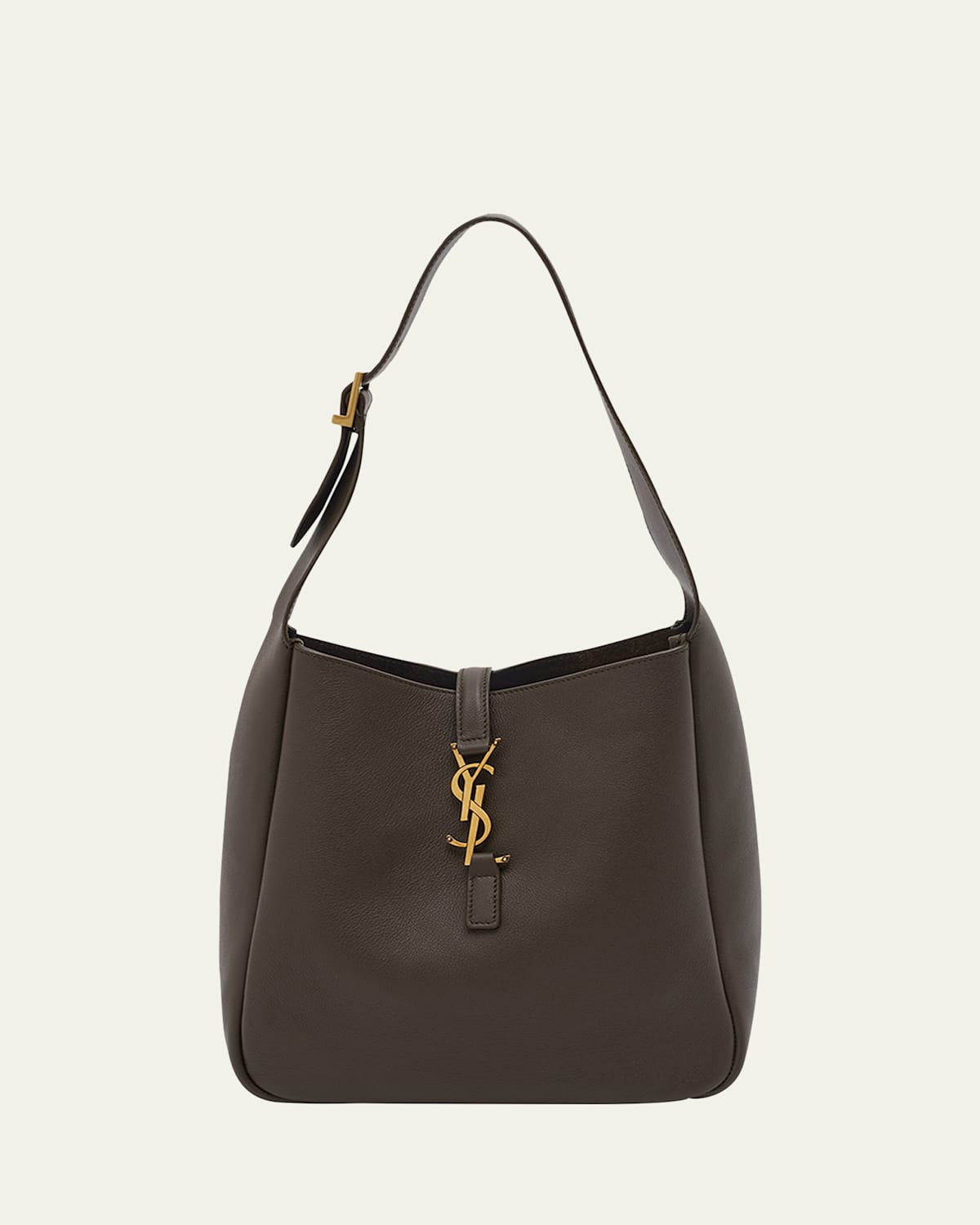 Saint Laurent Le 5 A 7 Ysl Small Hobo In Smooth Supple Leather In Light Musk