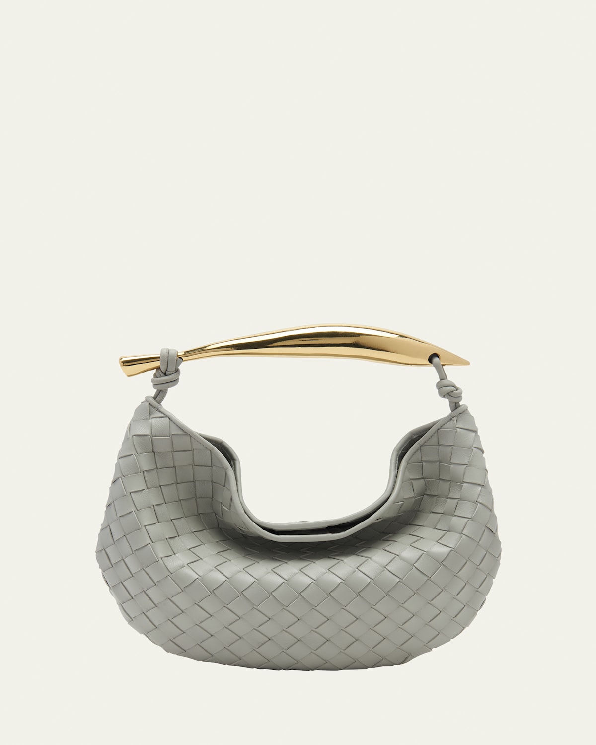 Bottega Veneta Sardine Leather Tote Bag In Agate Grey Muse Brass