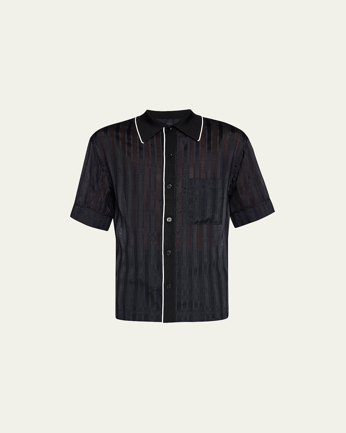Men's Midnight Mesh Striped Bowling Shirt