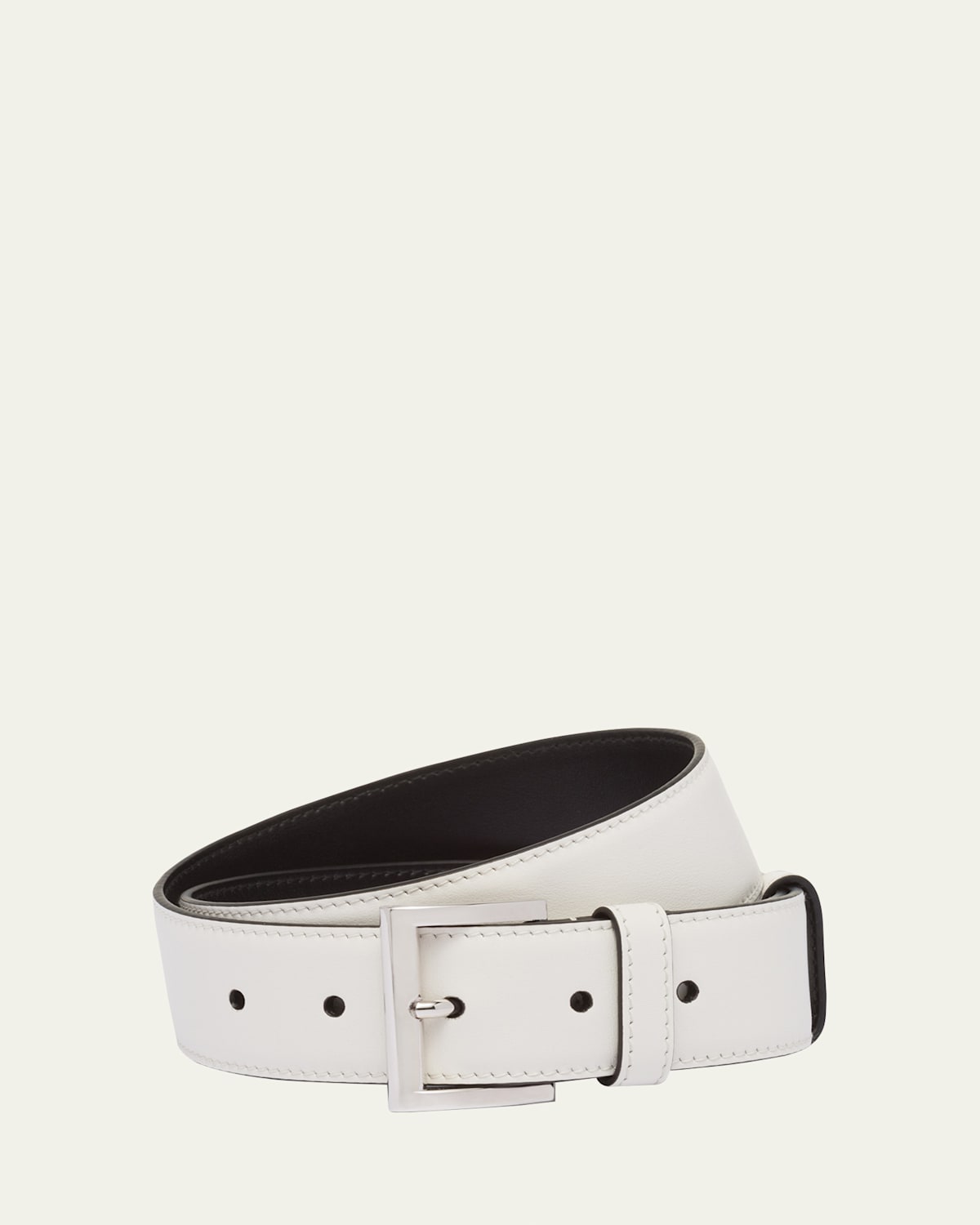 Prada City Calf Leather Belt In F0009 Bianco