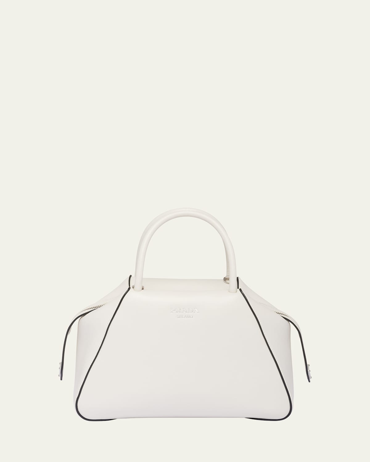 Prada Soft Leather Top-handle Bag In F0009 Bianco