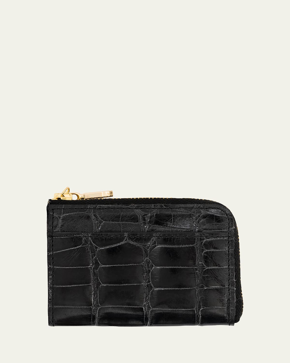 Men's Glazed Alligator Leather Zip Card Case