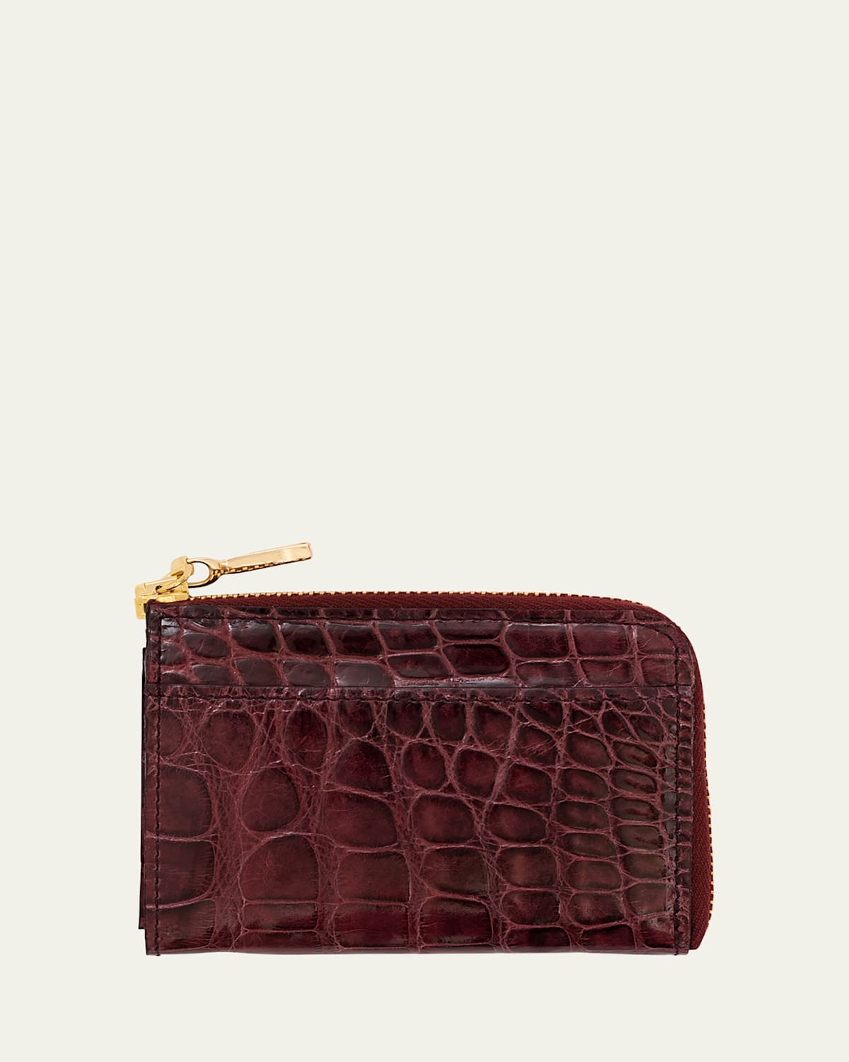 Men's Glazed Alligator Leather Zip Card Case