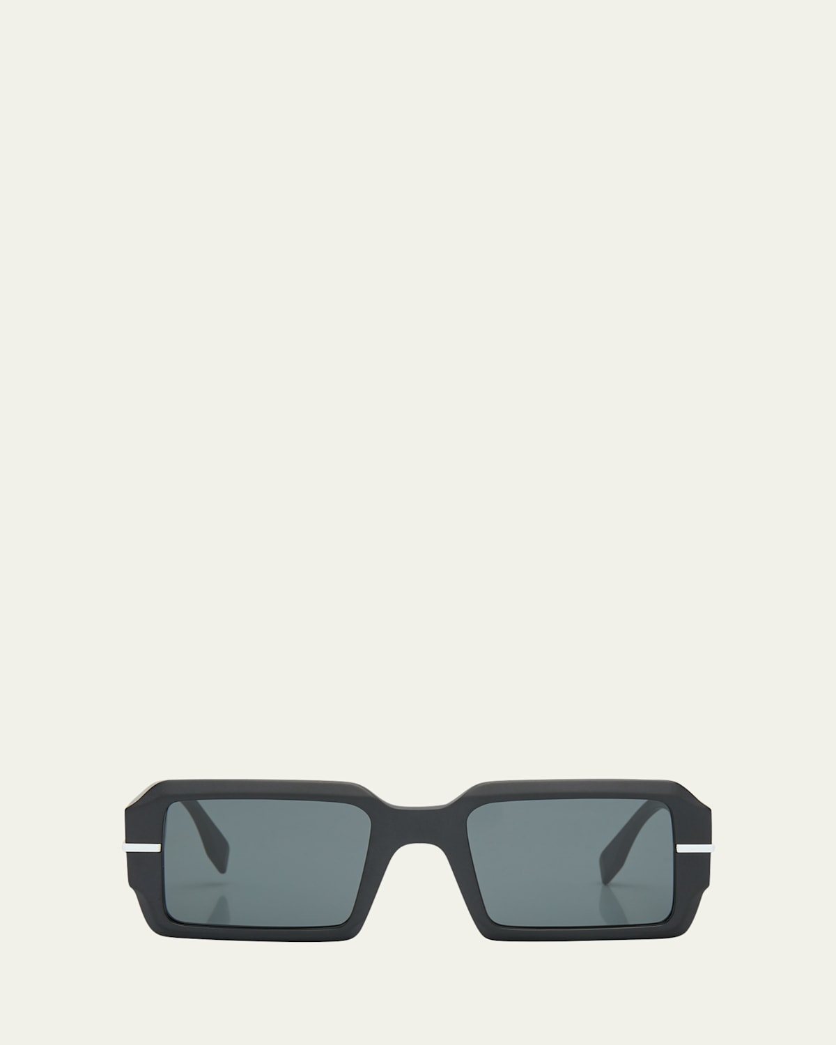 Fendi Men's Raised Logo Rectangle Sunglasses In Matte Black Optical White