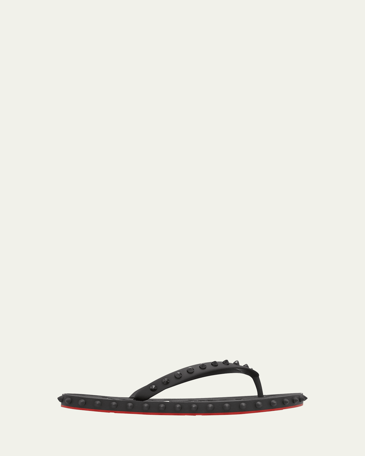 Shop Christian Louboutin Loubi Donna Spike Red Sole Flip Flops In Black